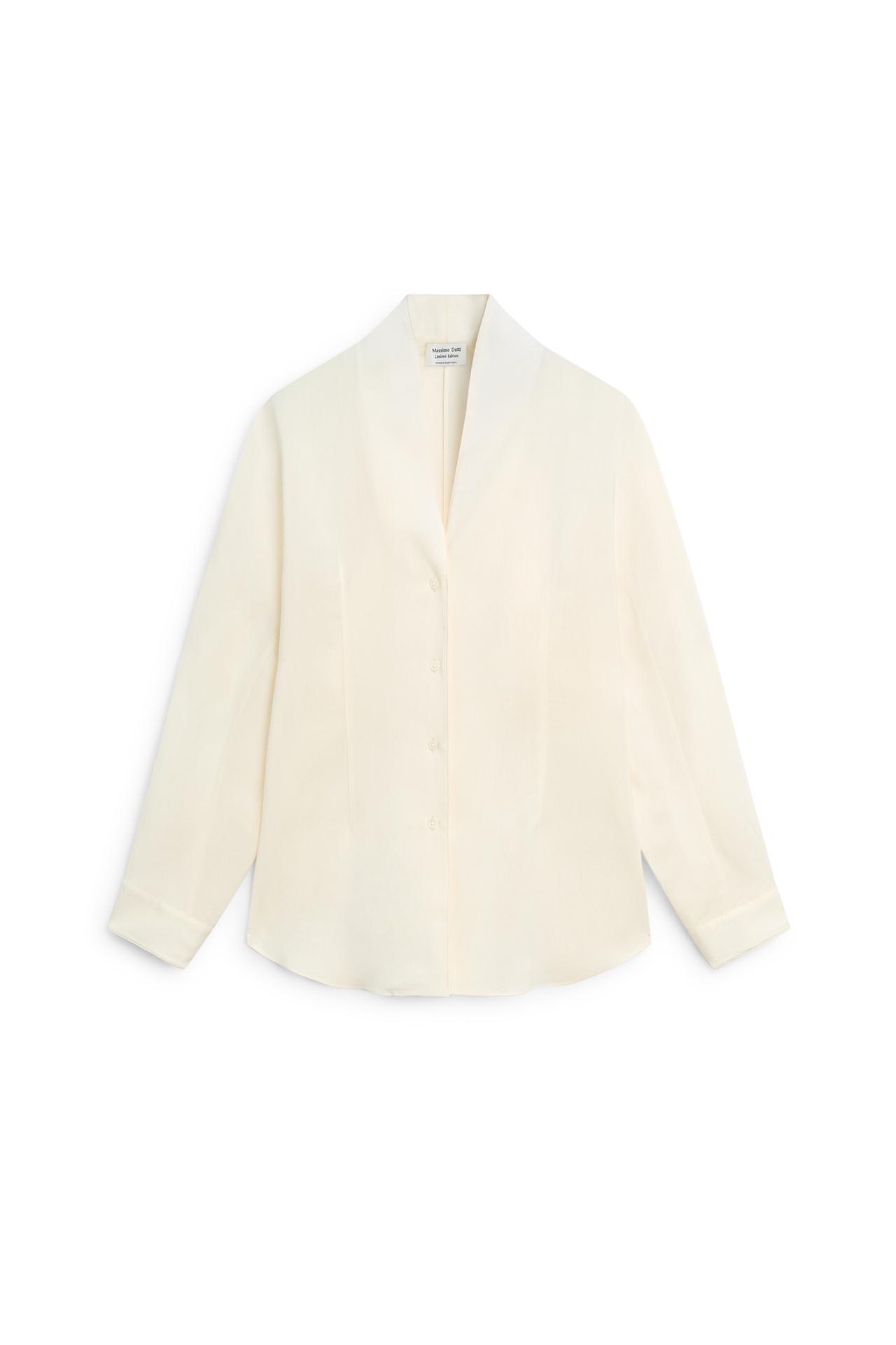 Flowing shirt with tuxedo-style collar detail - LIMITED EDITION — CREAM