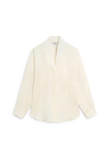 Flowing shirt with tuxedo-style collar detail - LIMITED EDITION — CREAM 5