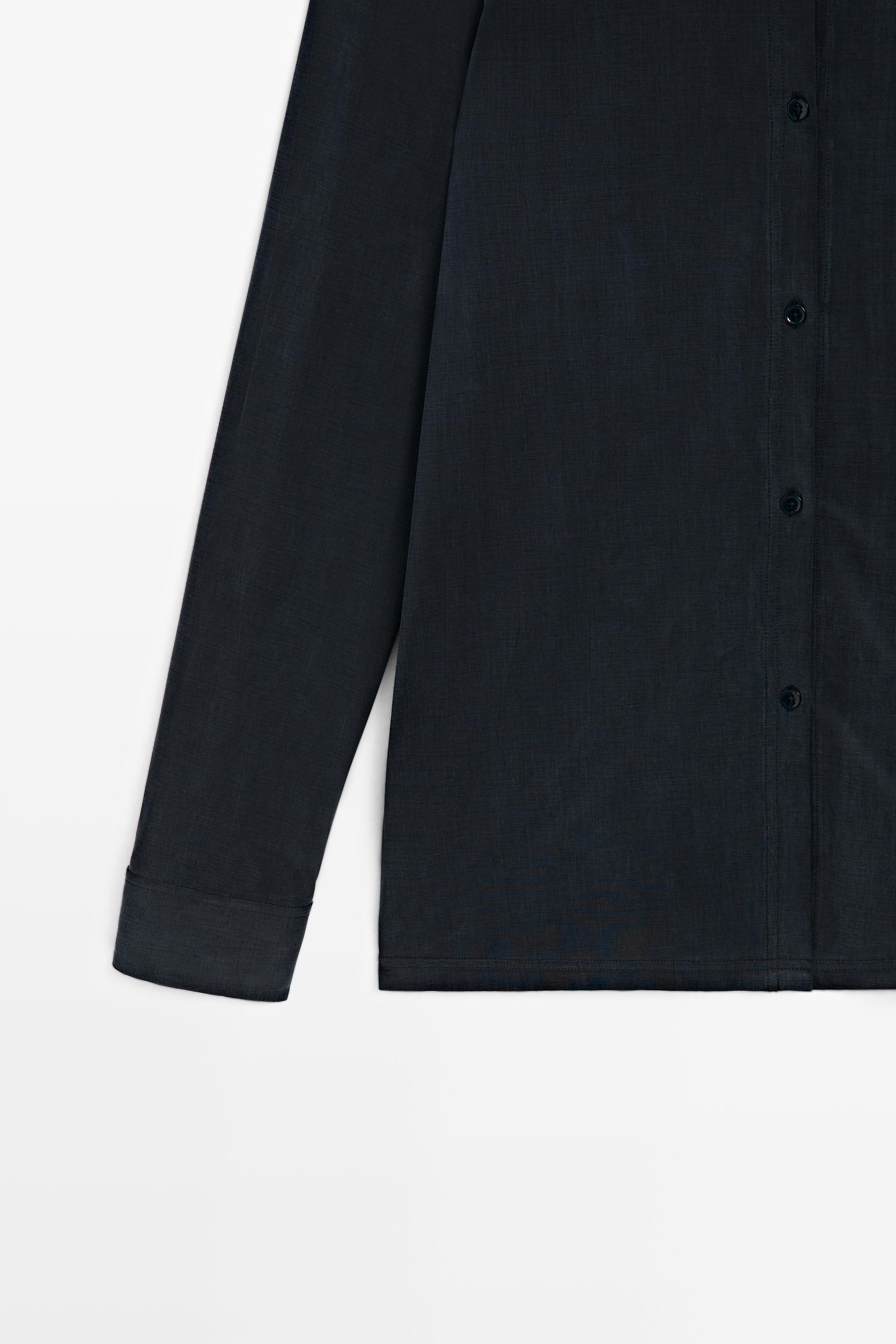Flowing shirt with shirt collar - STUDIO — BLUE