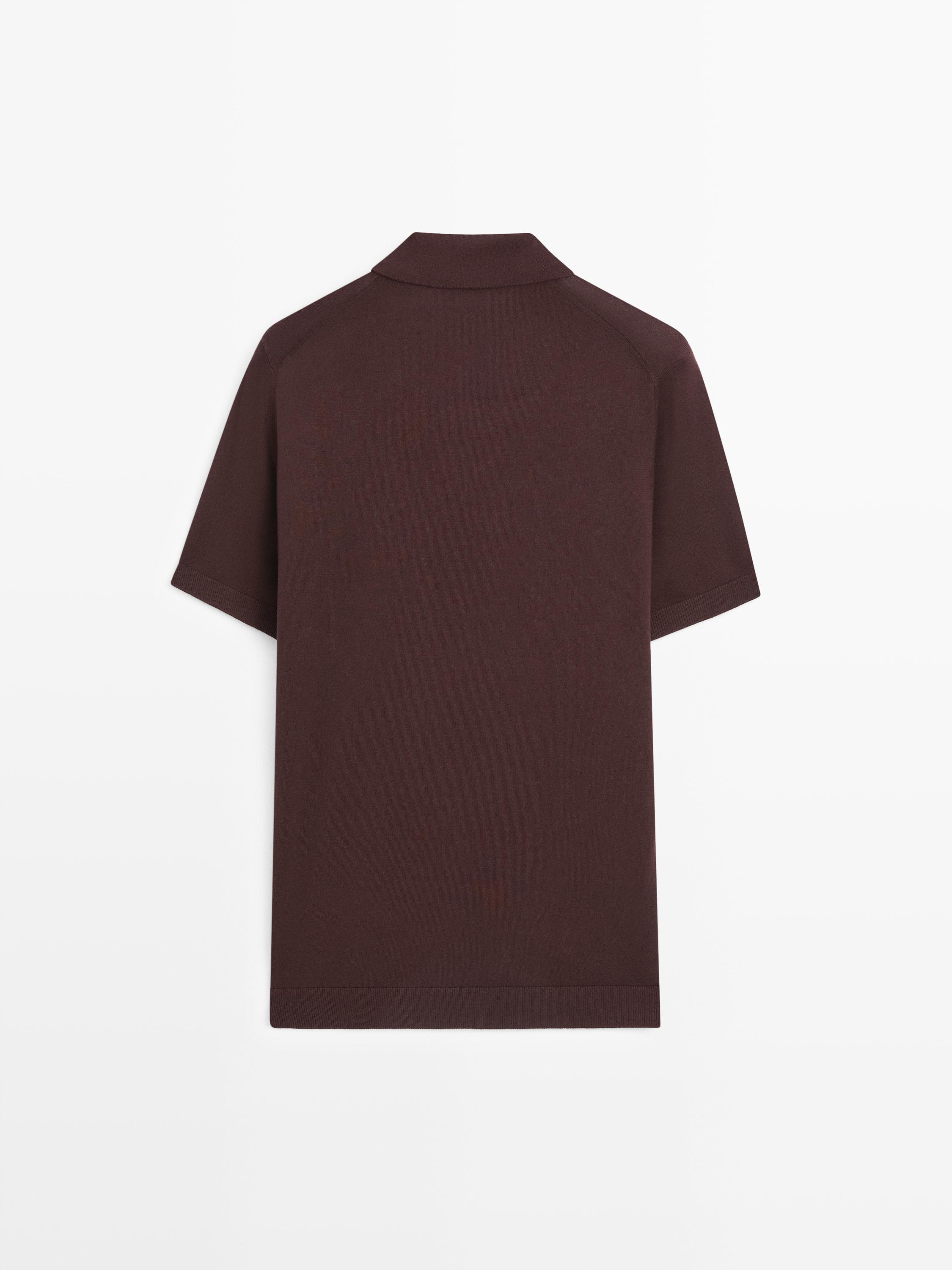 100% cotton knit polo shirt — BURGUNDY