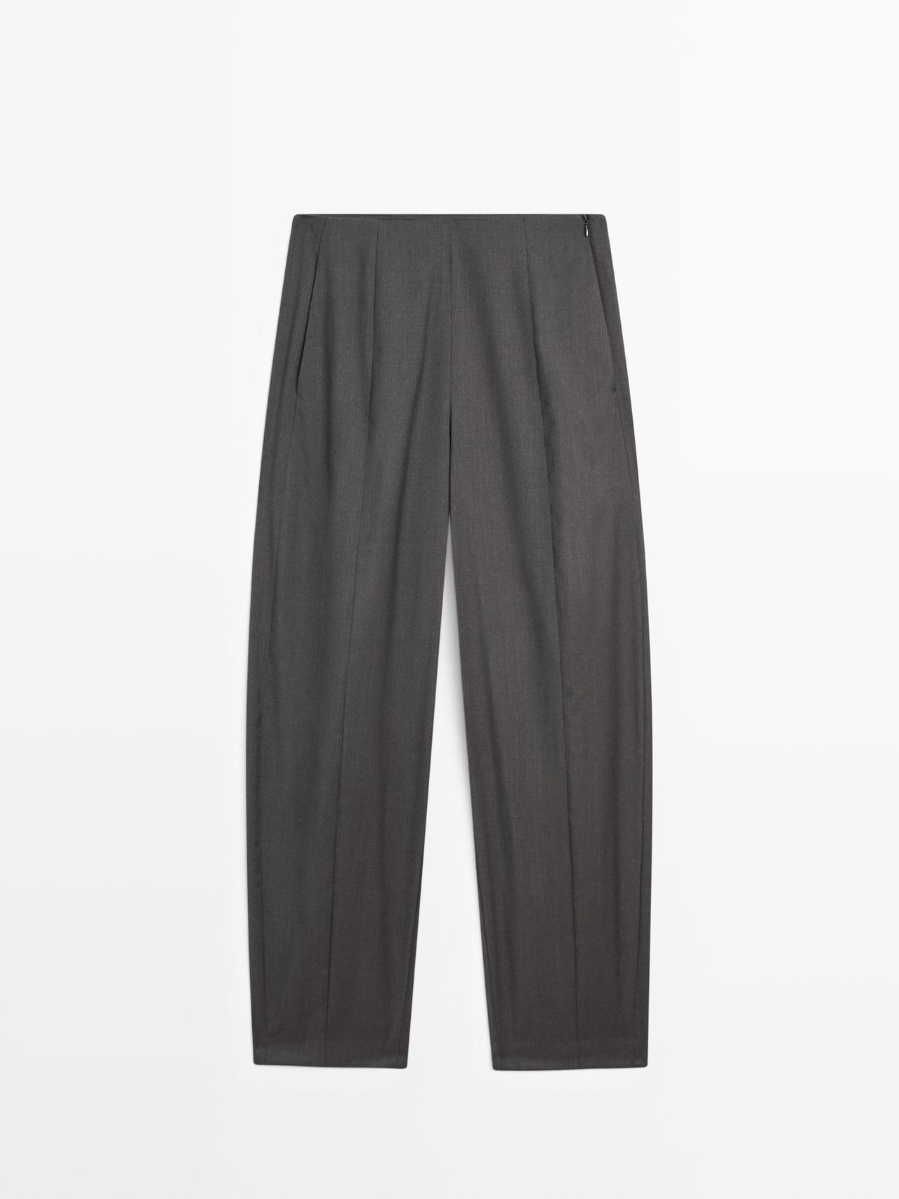 Massimo Dutti - Dame - Balloon Fit Bukser - Limited - Chokolade - 40