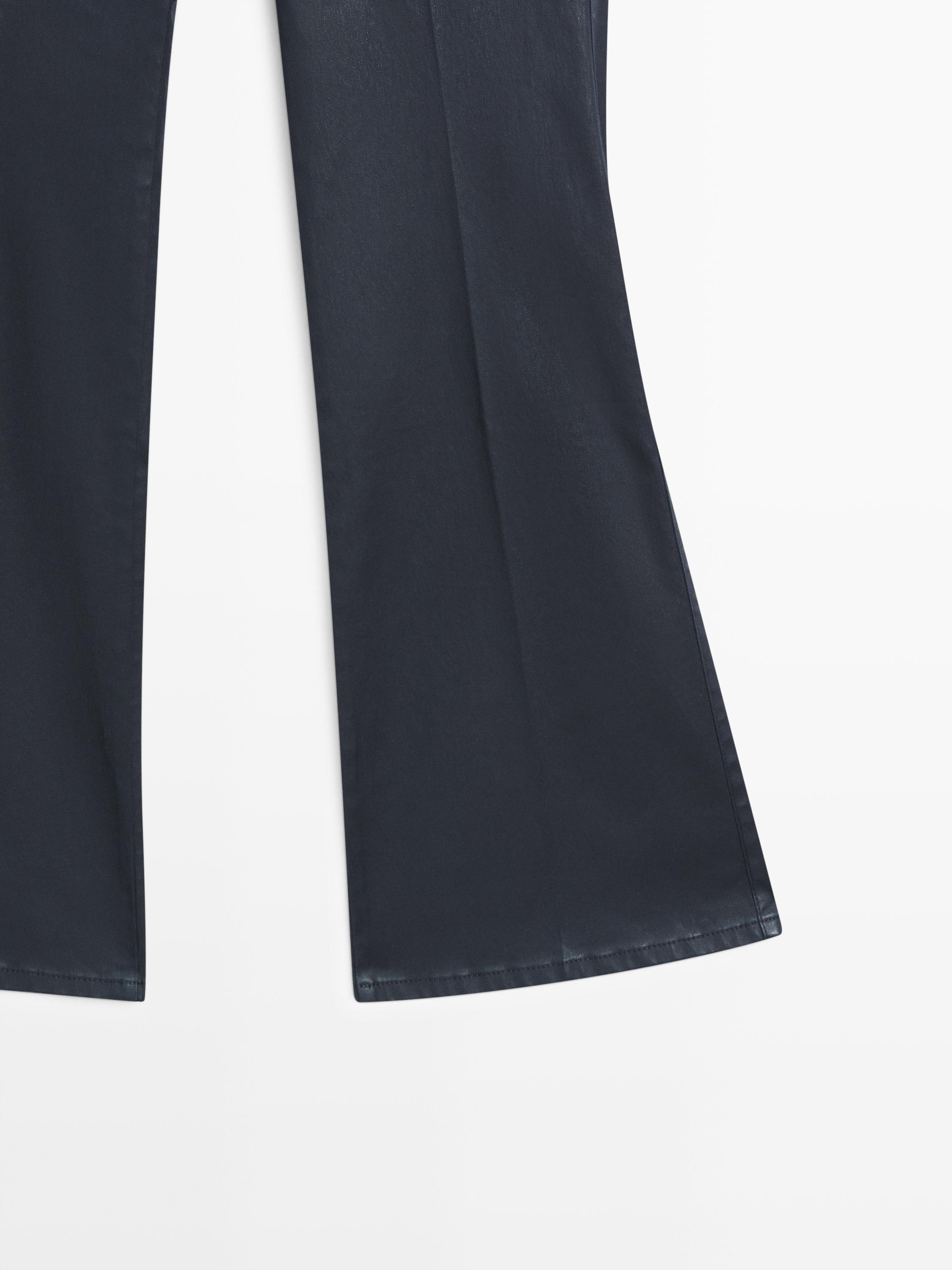Waxed flare fit trousers — NAVY BLUE
