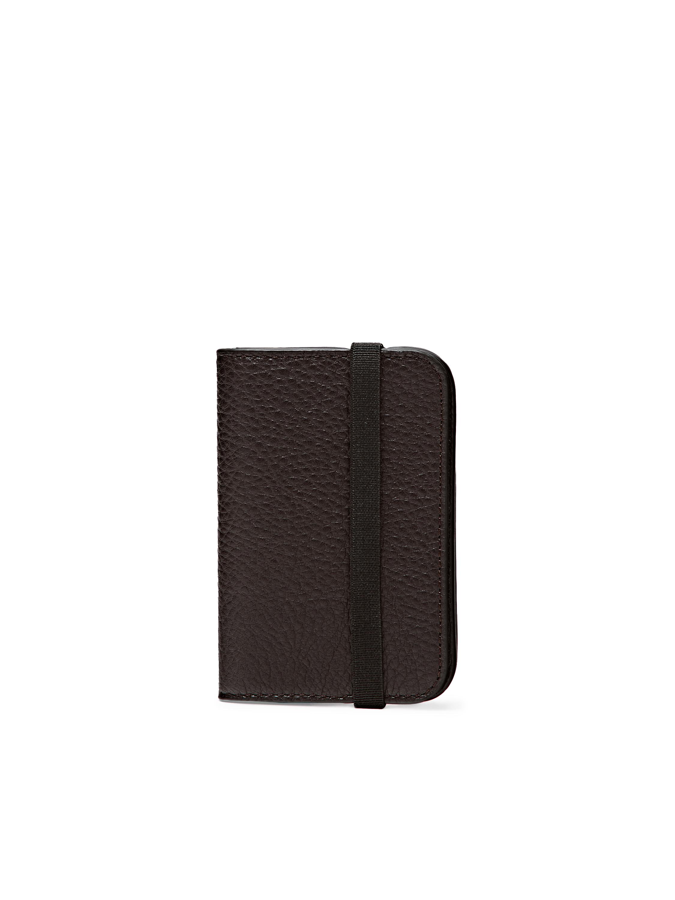 Nappa leather card holder with flap — BROWN