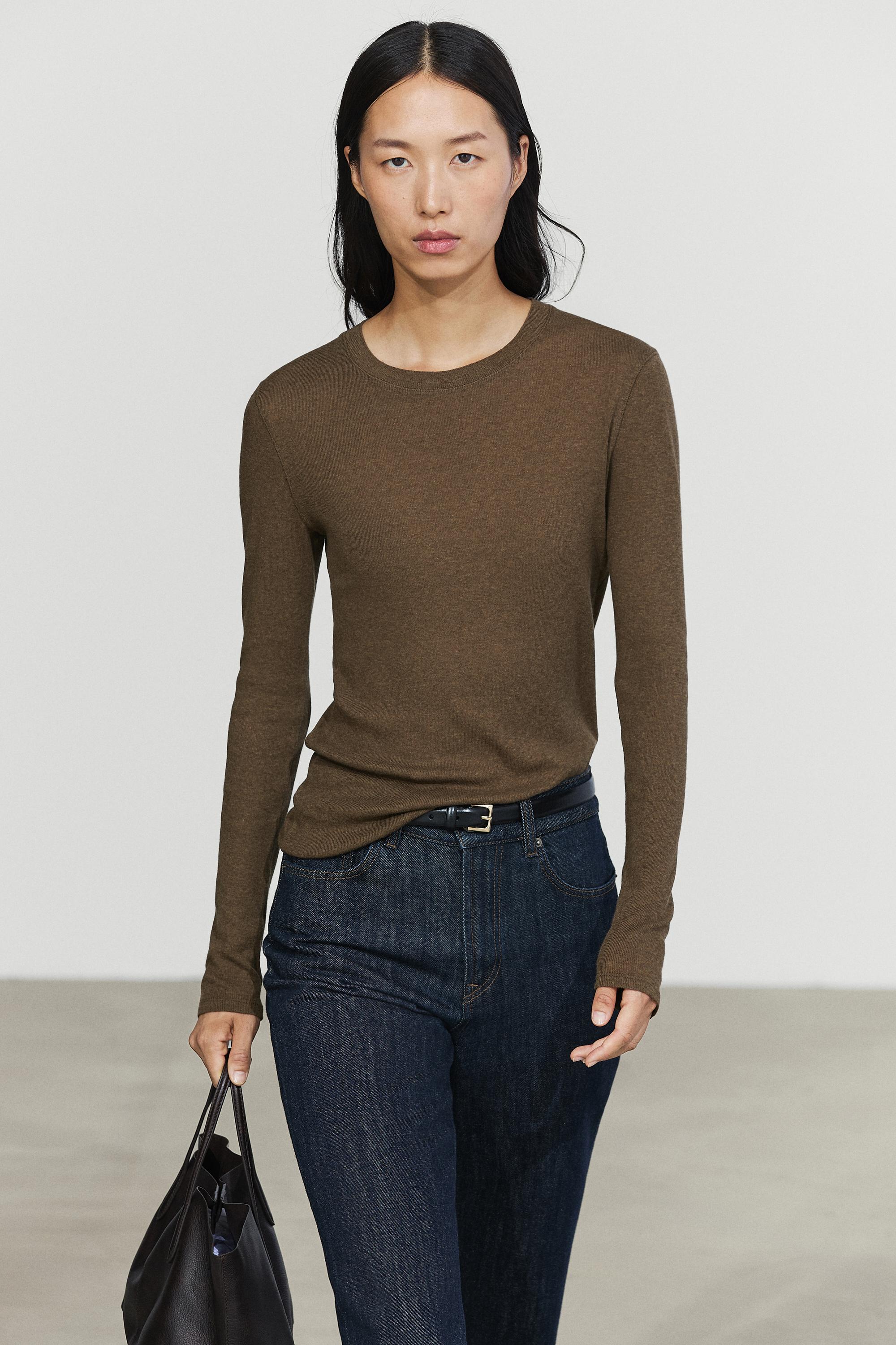 T-shirt en maille mélange coton et cachemire