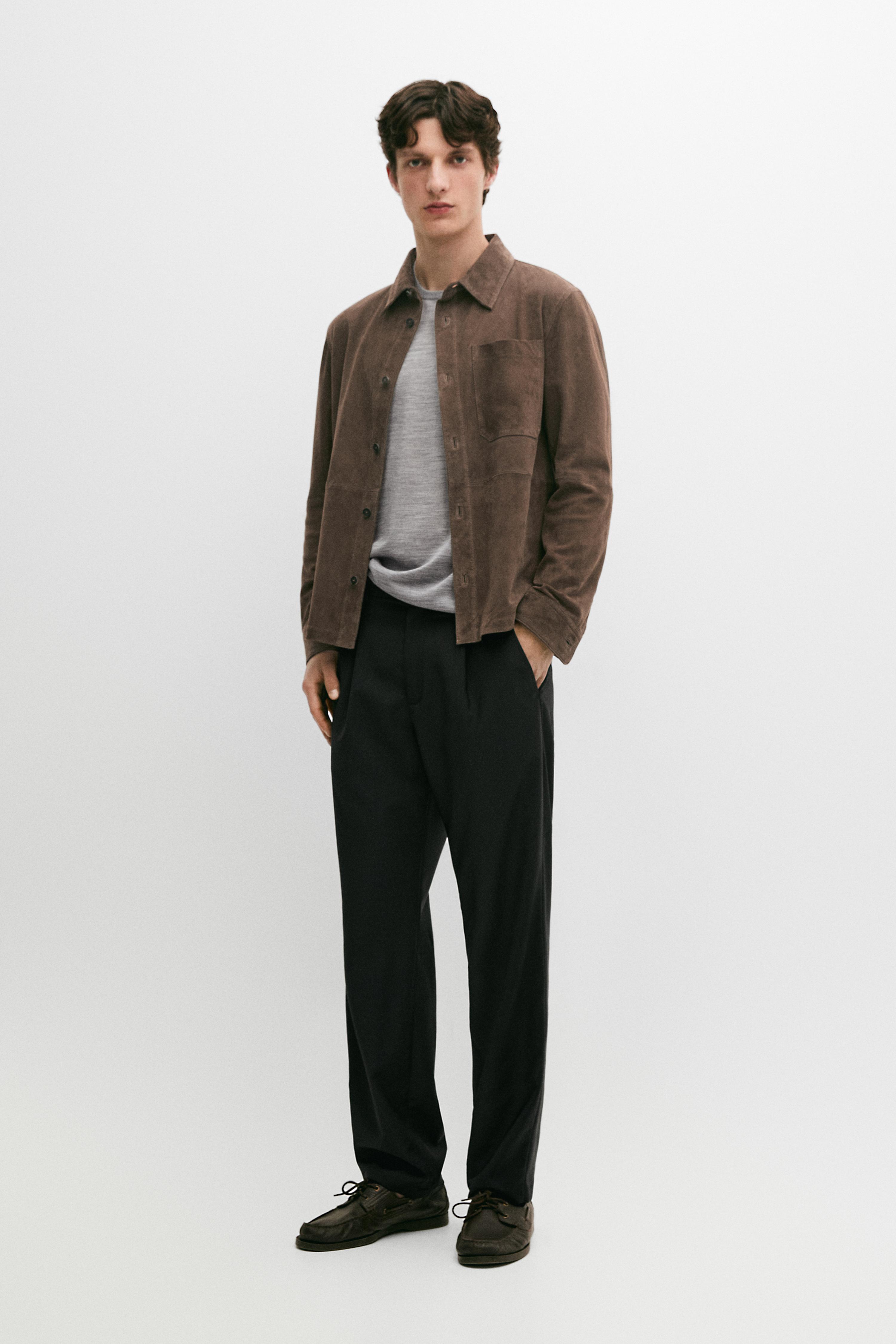 Relaxed fit cool wool trousers with darts — BLACK