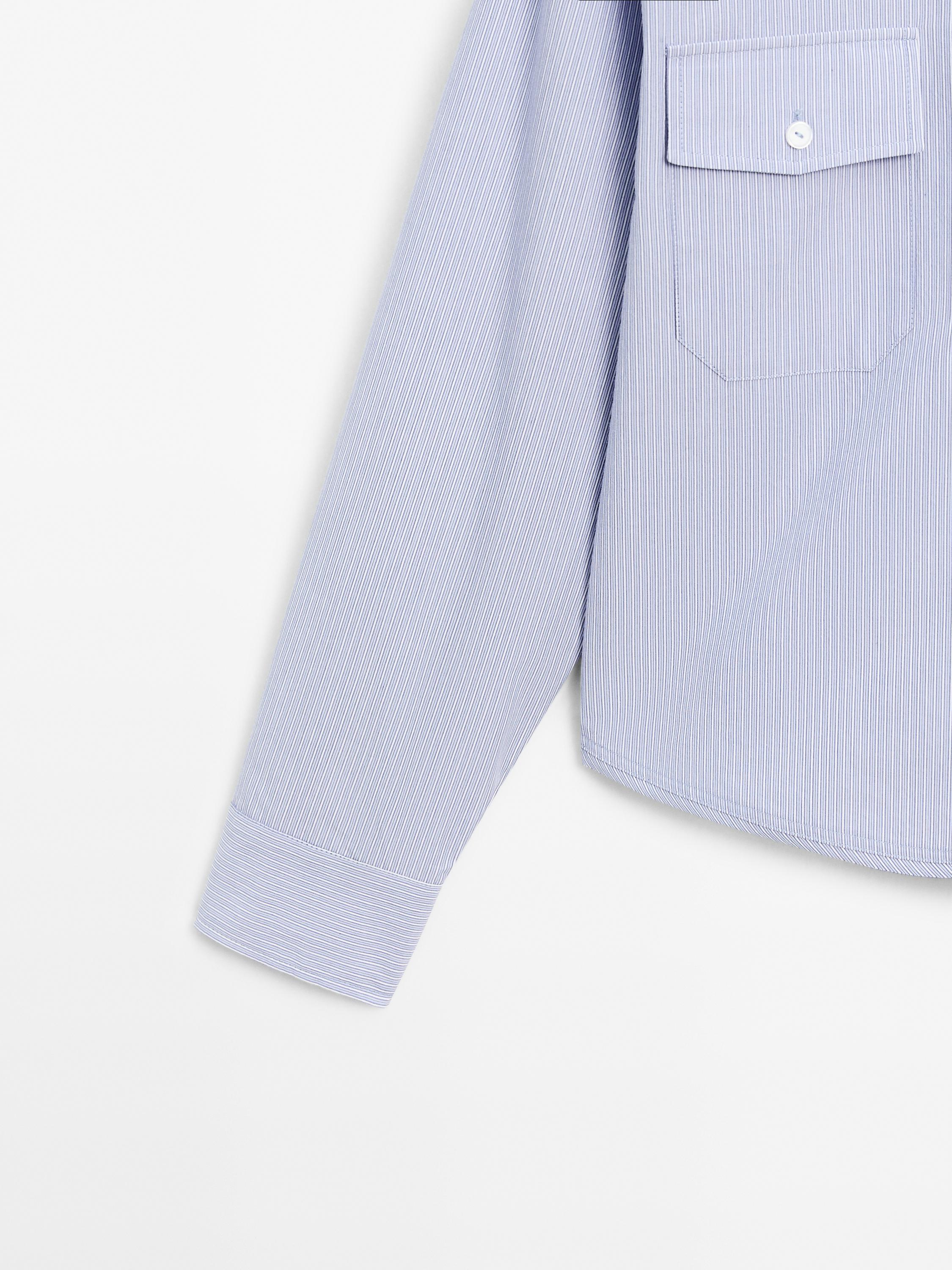 100% cotton cropped shirt with pockets