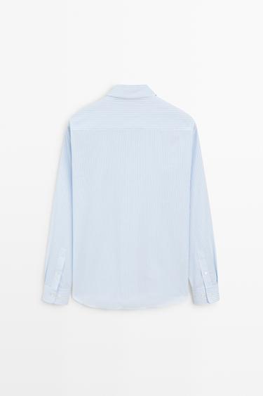 100% cotton regular fit striped shirt — SKY BLUE 6