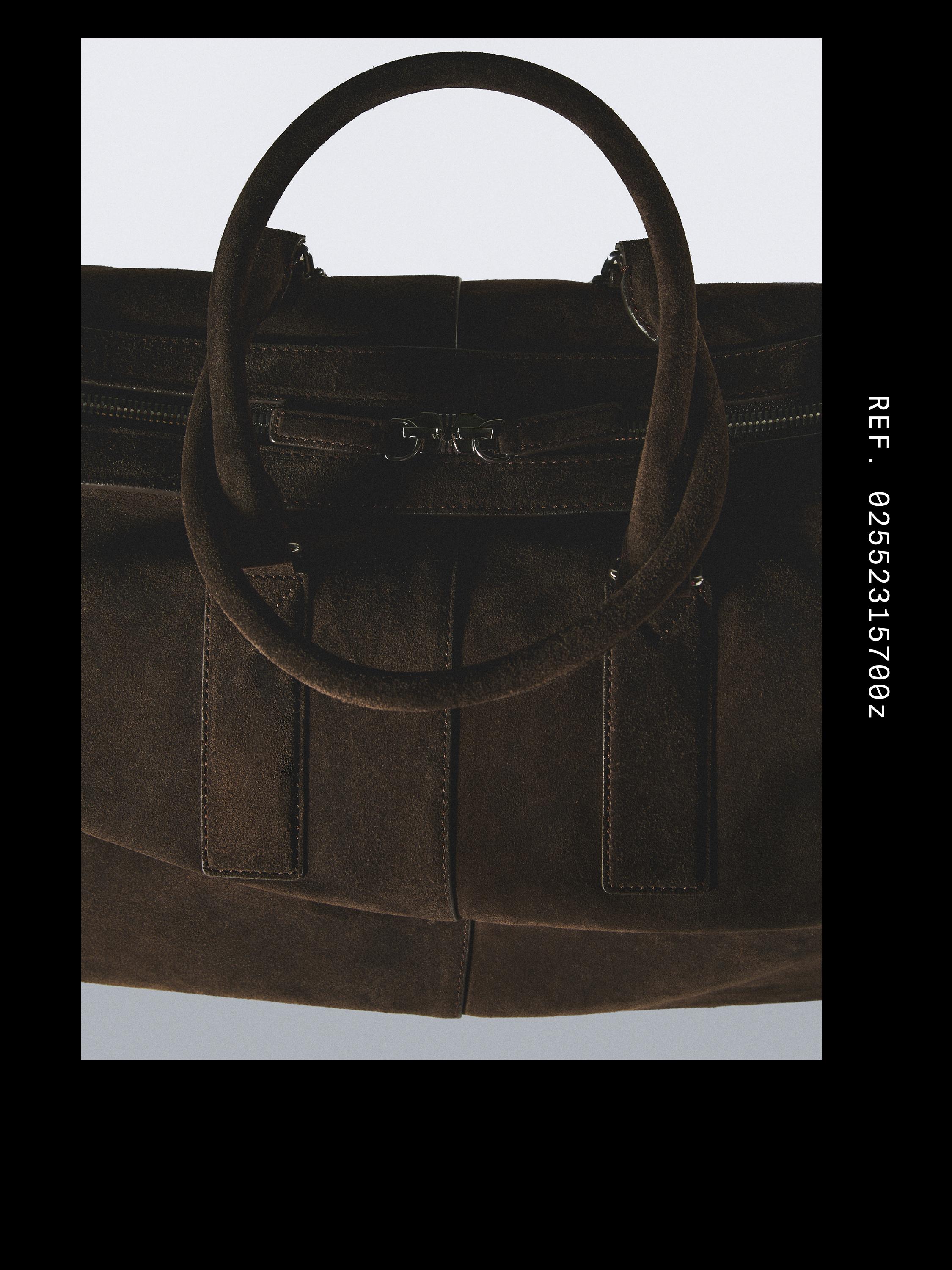 Suede leather travel bag — BROWN