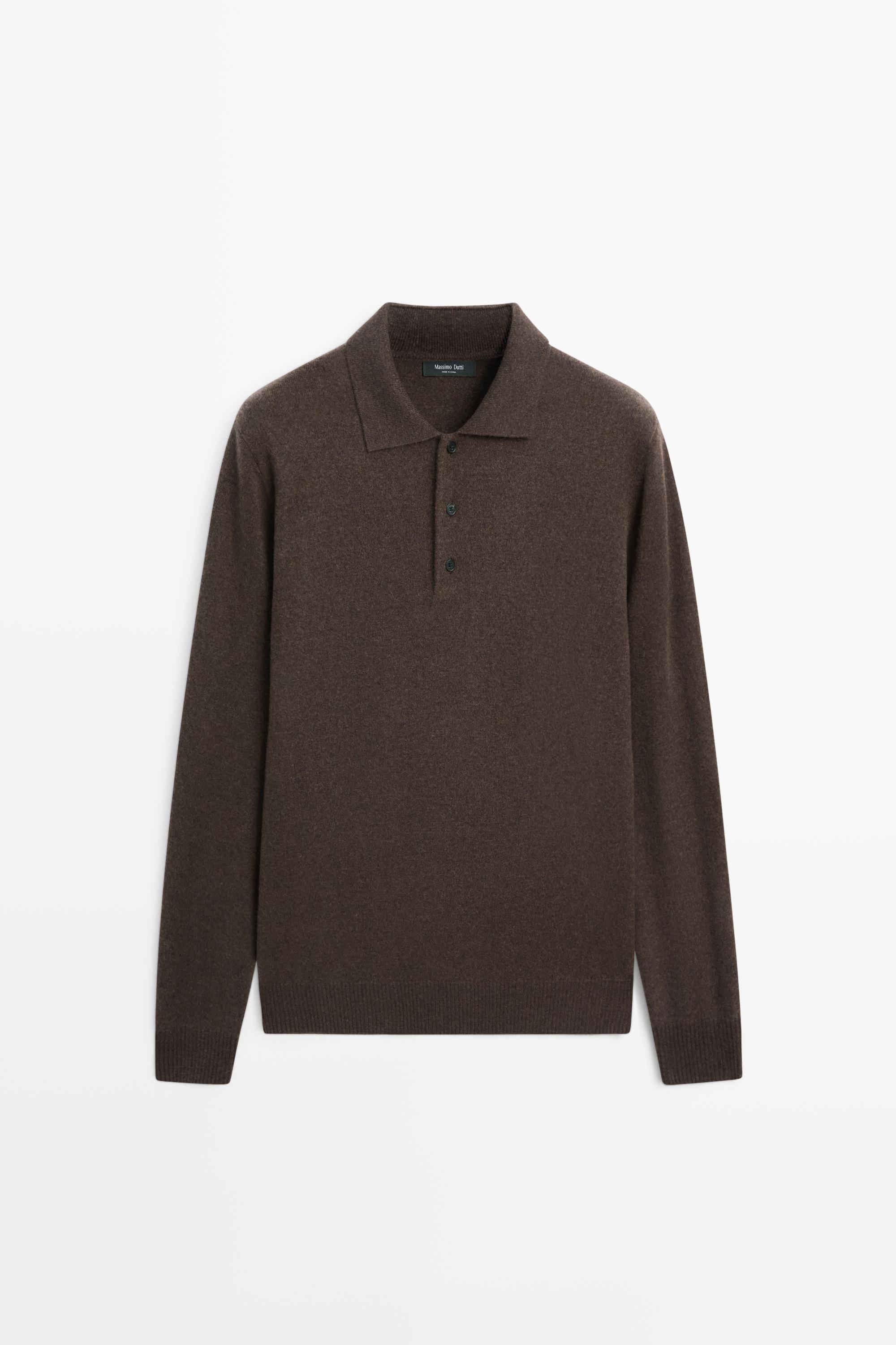 Wool cashmere blend polo sweater