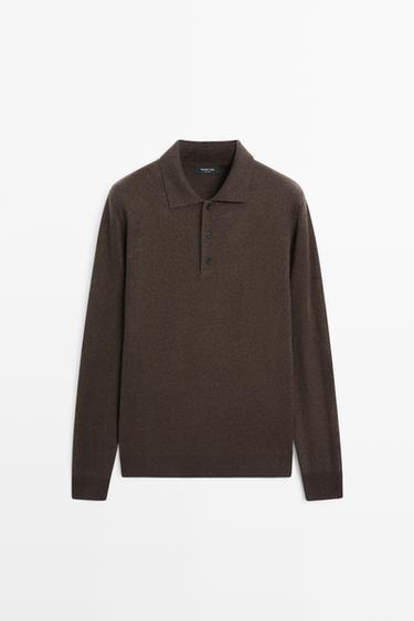 Wool blend polo sweater — Chocolate 2