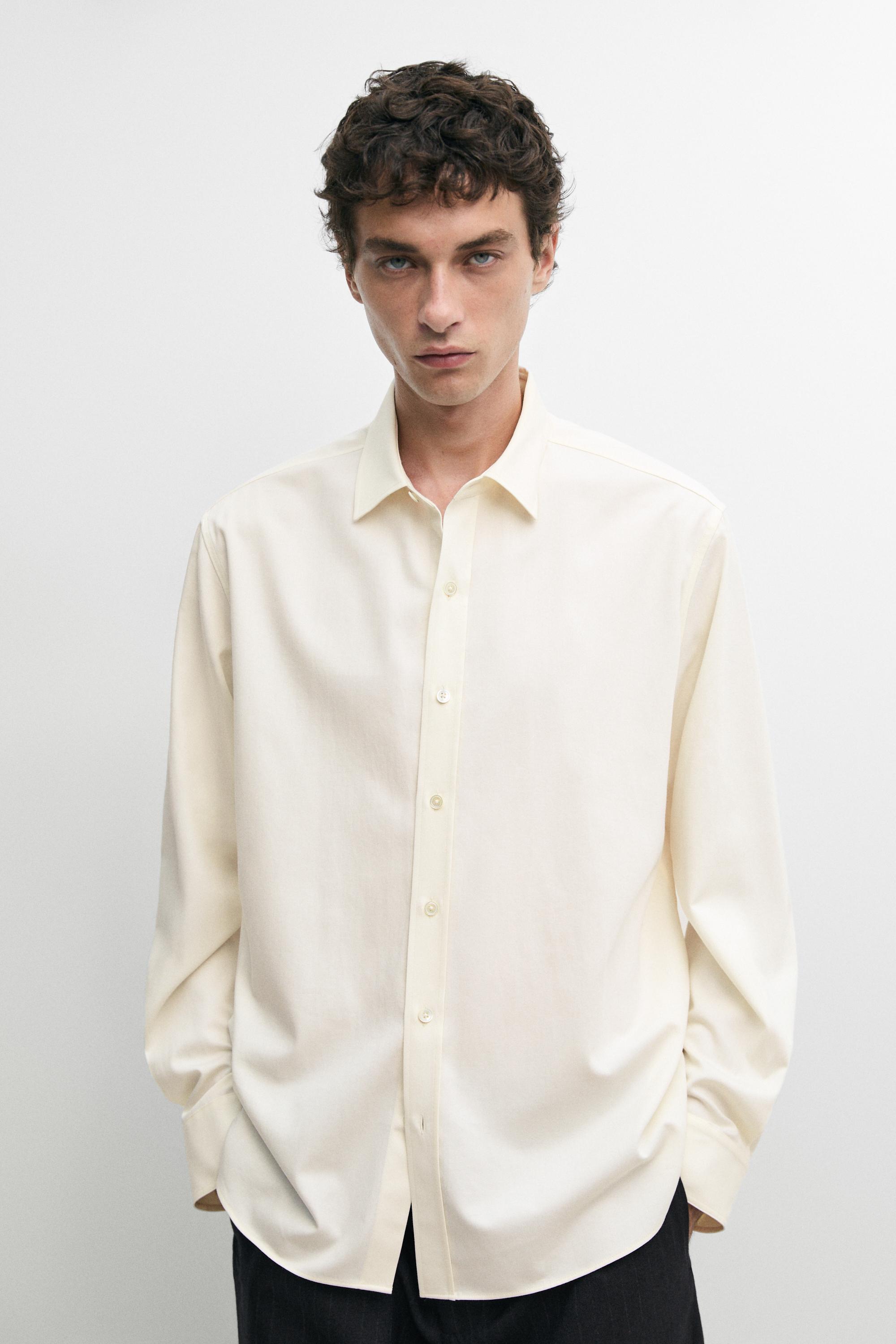 Camisa relaxed fit mestura algodón
