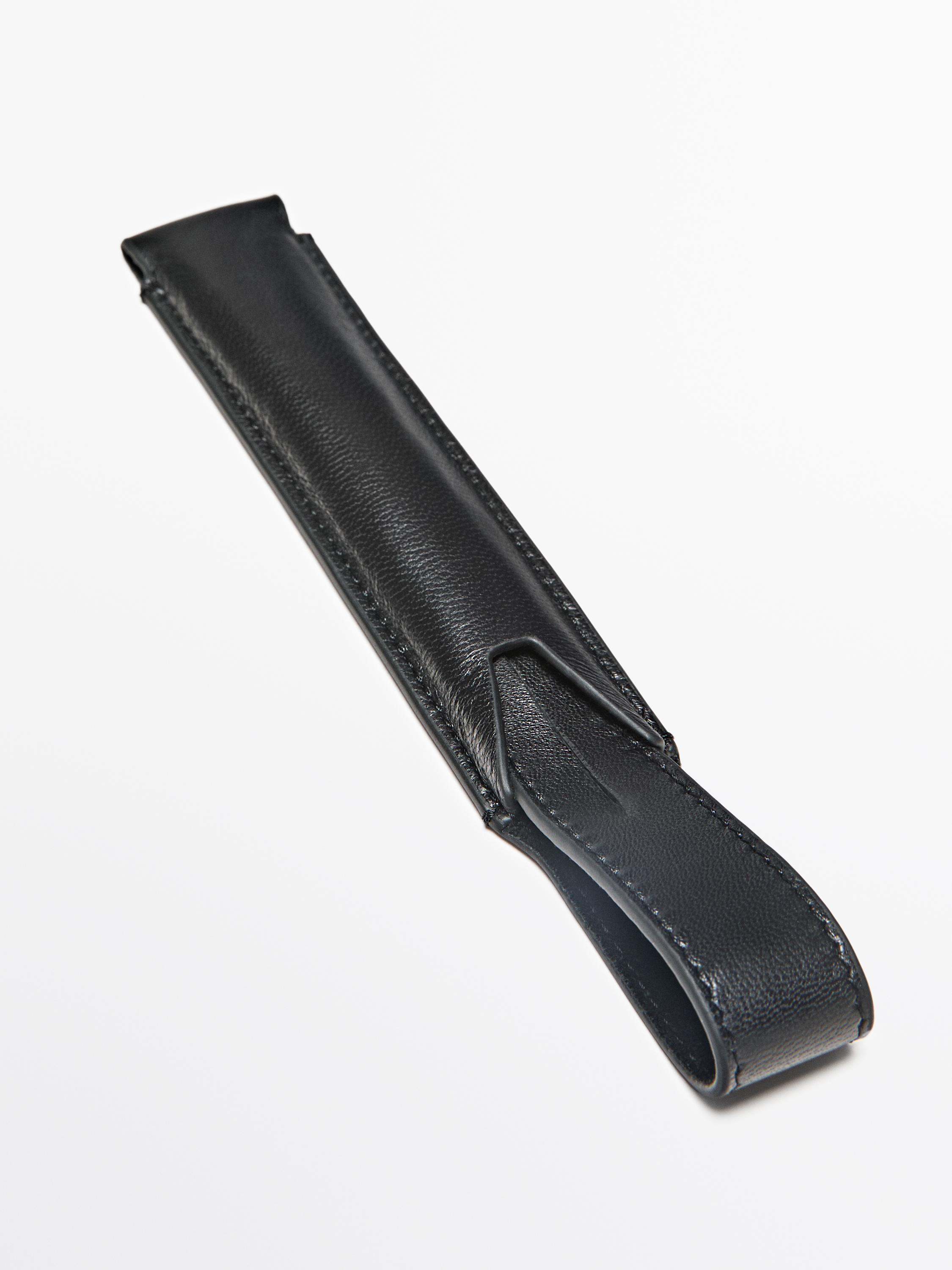 Nappa leather pen cover — BLACK