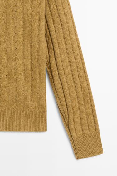 Wool blend cable-knit sweater — OIL 7