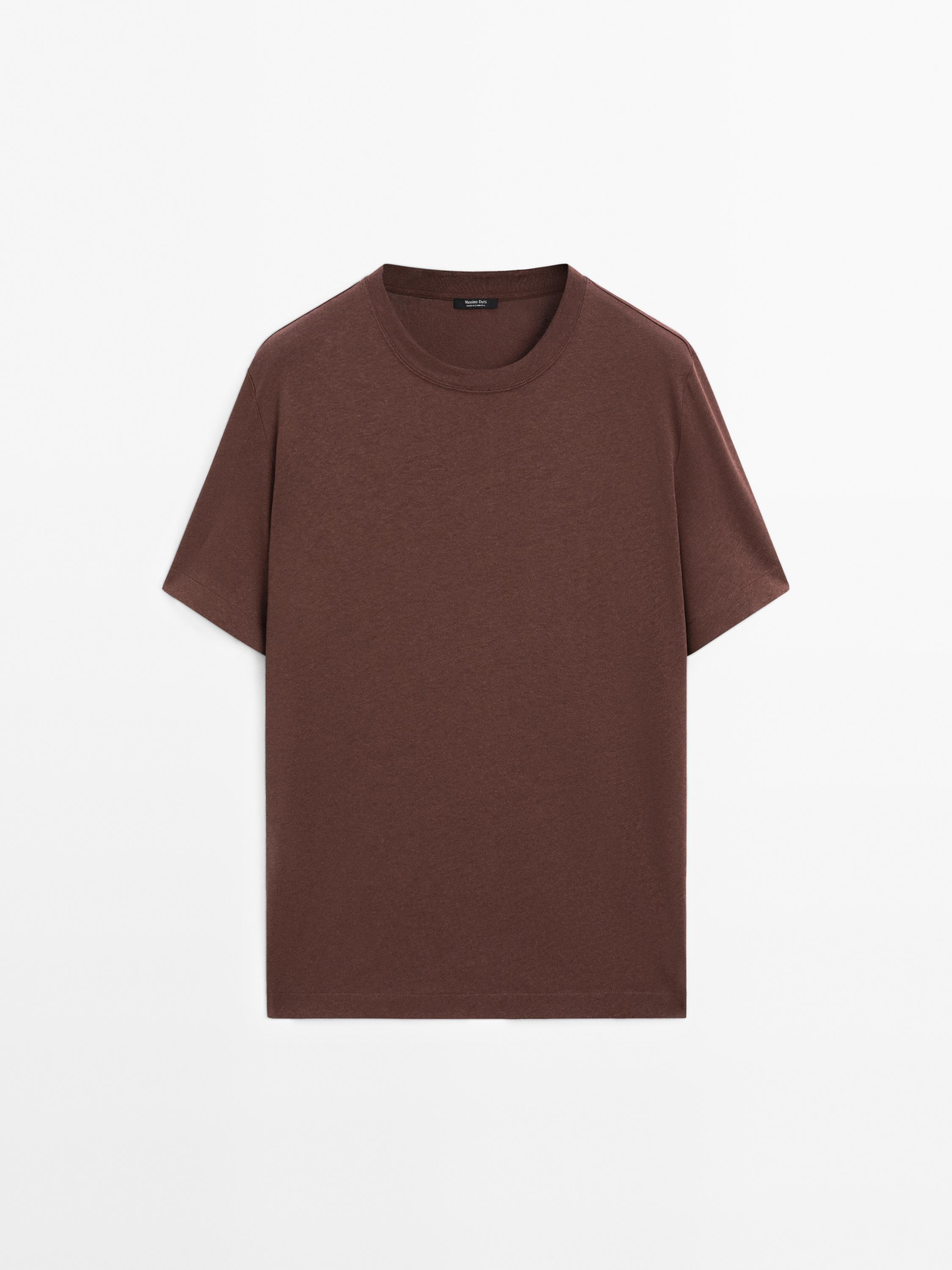 Short-sleeved T-shirt with linen