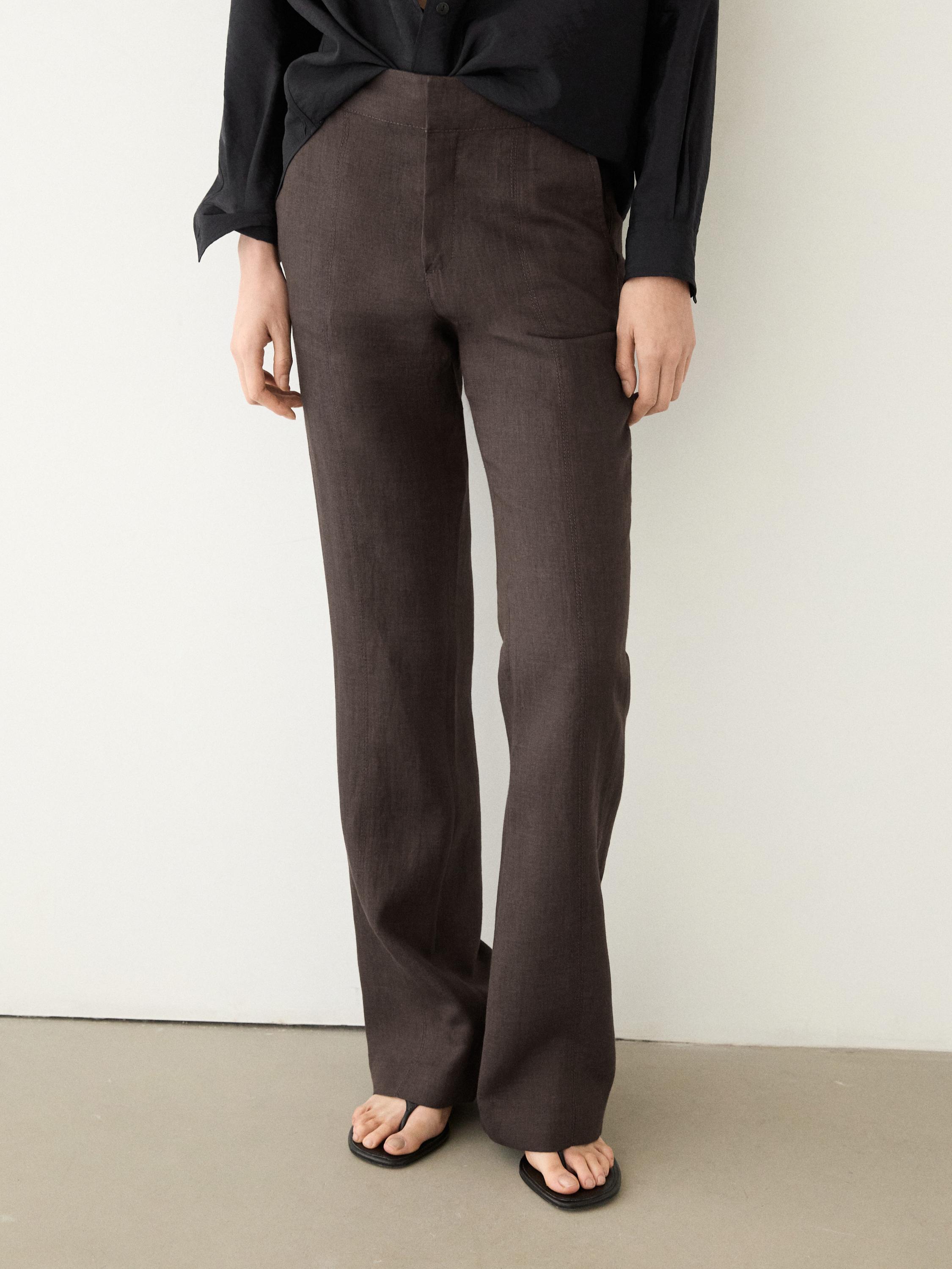 100% linen kick flare trousers