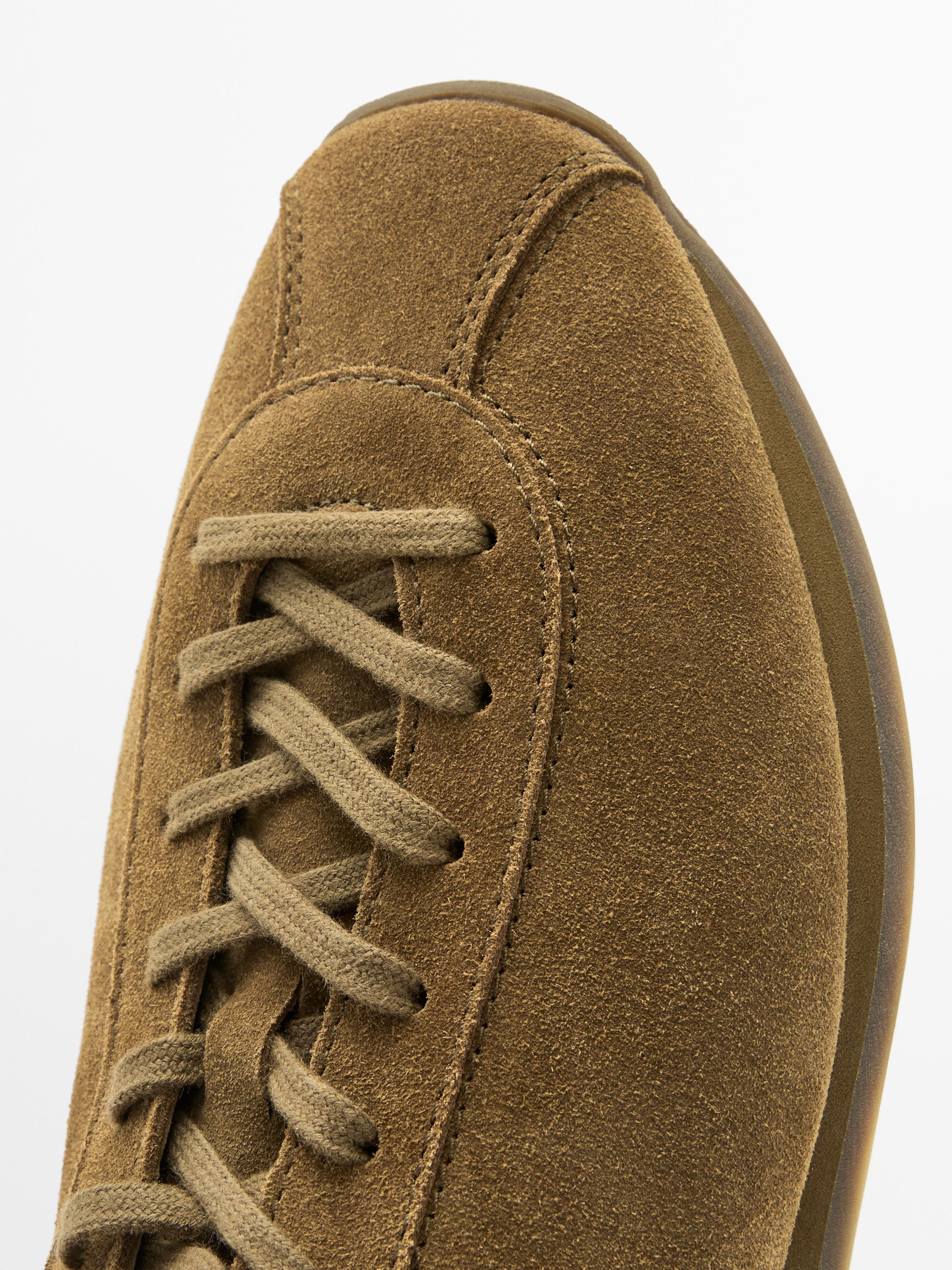 Split suede trainers