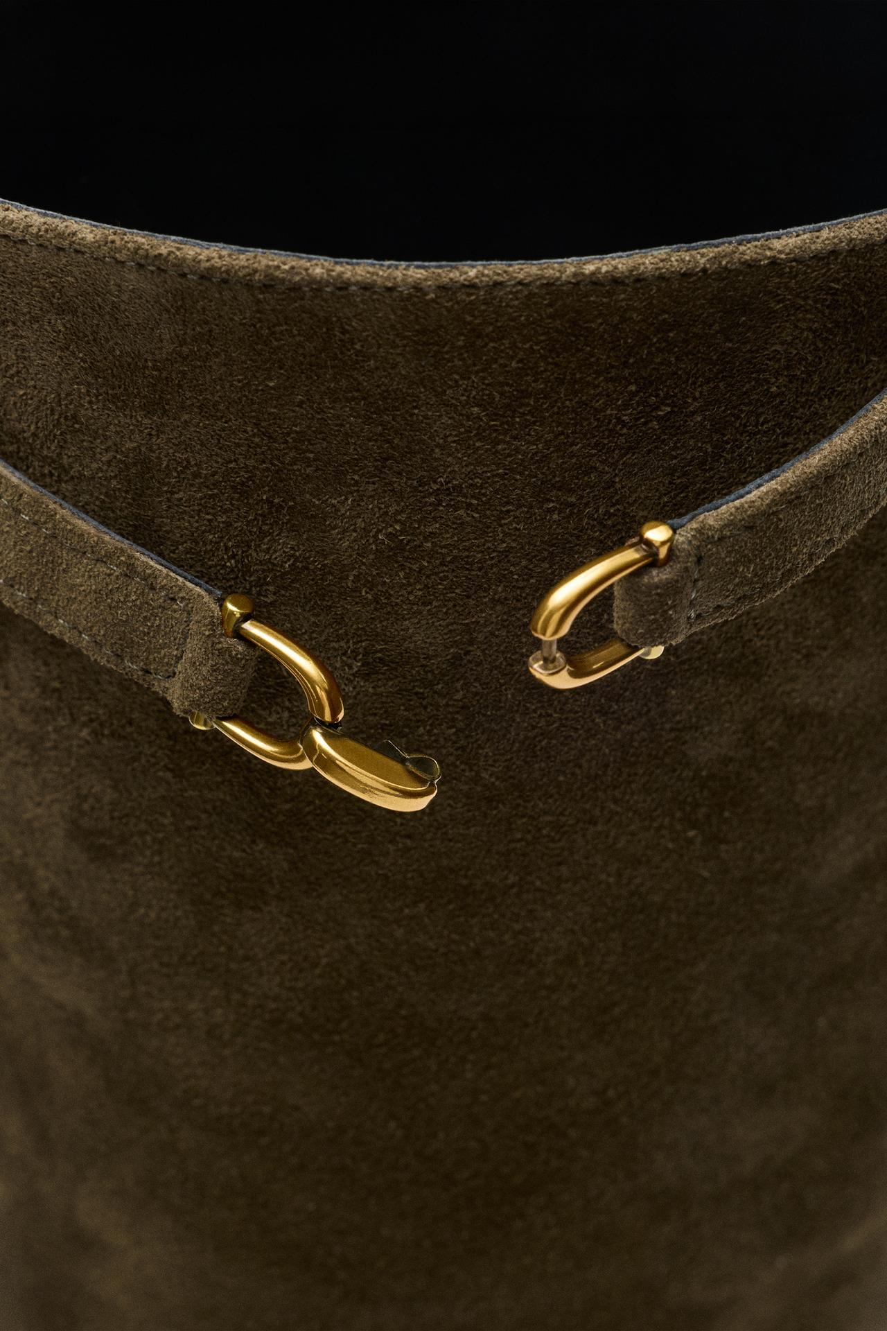 Oiled split suede riding boot — KHAKI