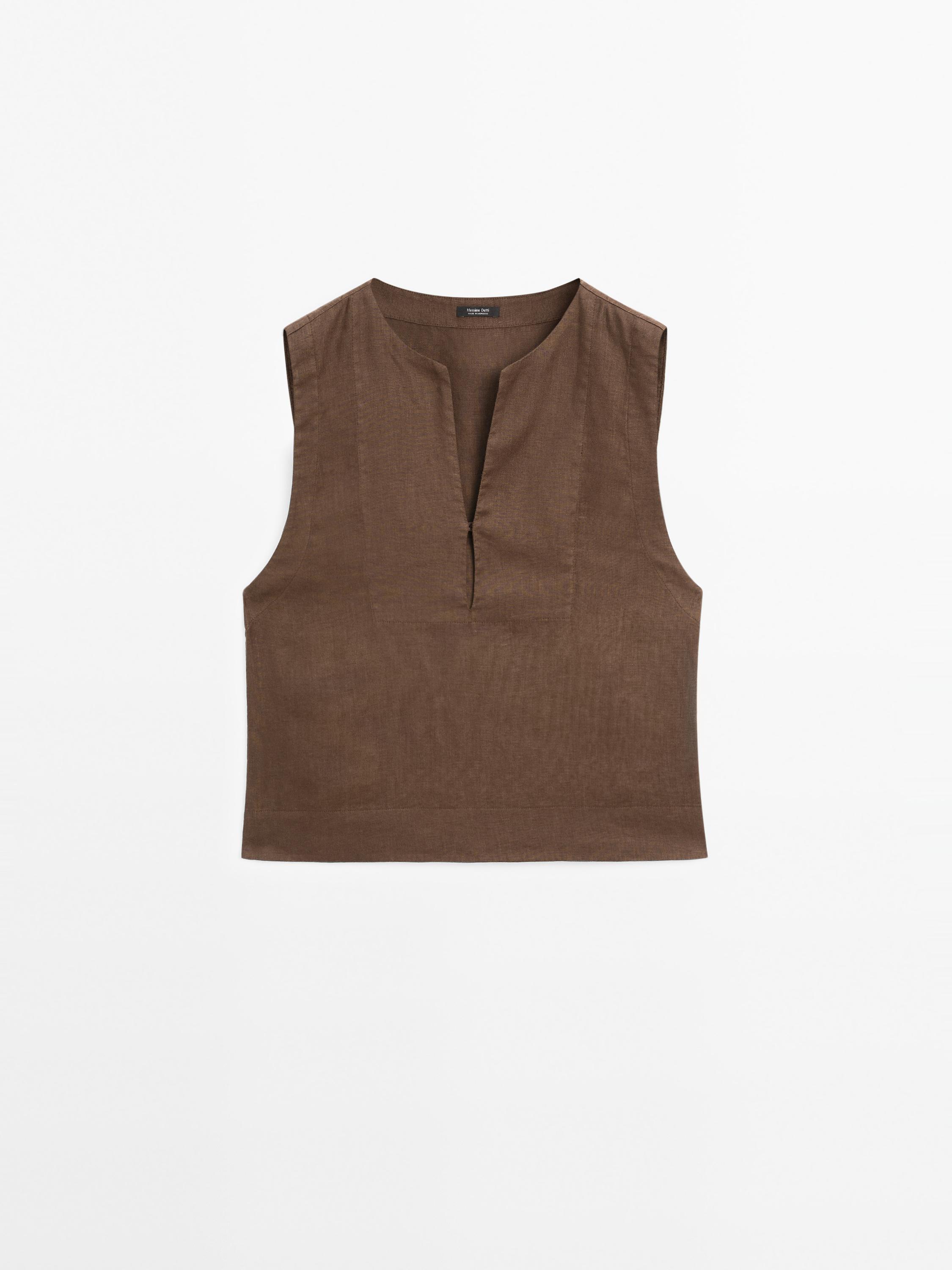 100% linen blouse with seam details