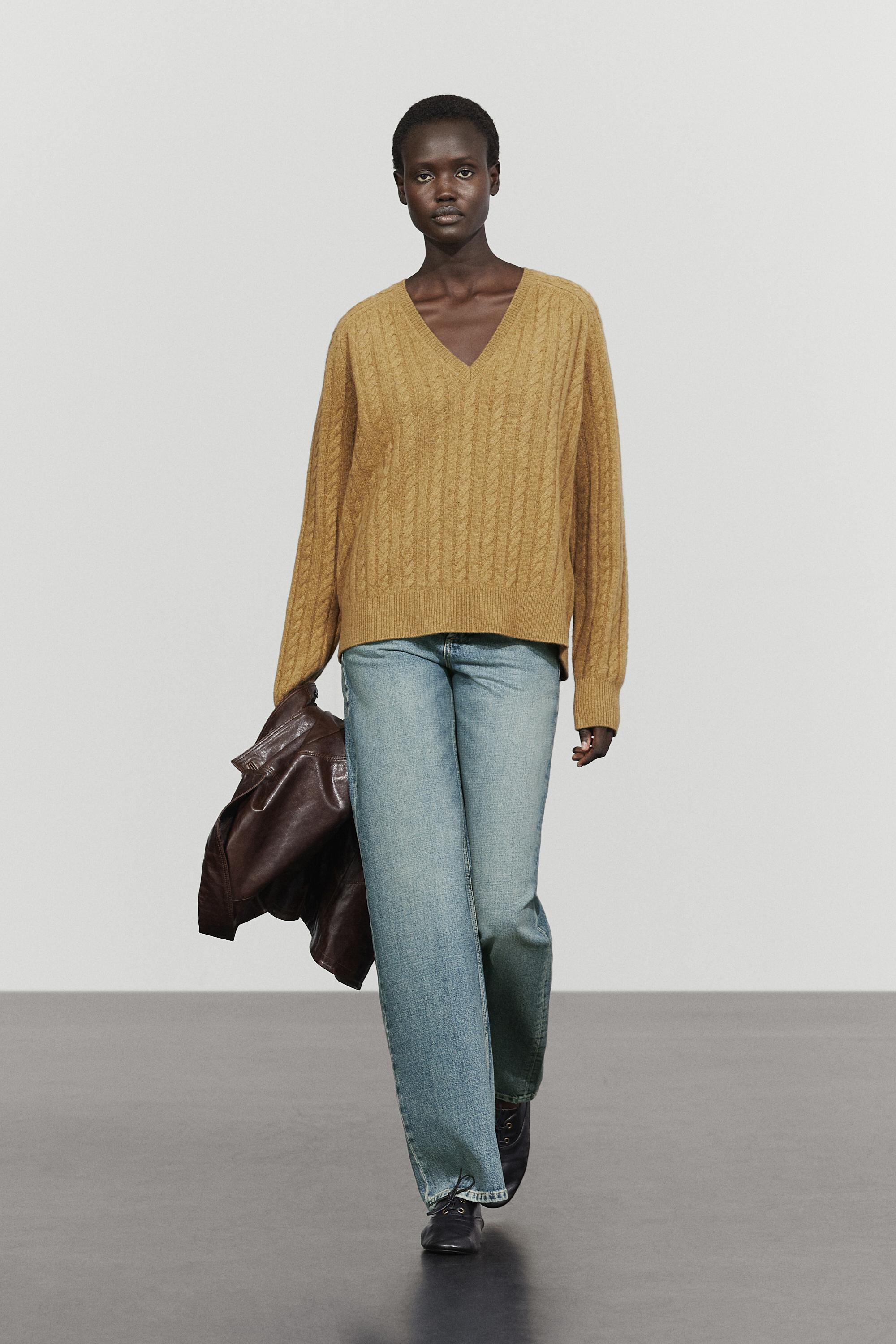 Wool blend cable-knit sweater