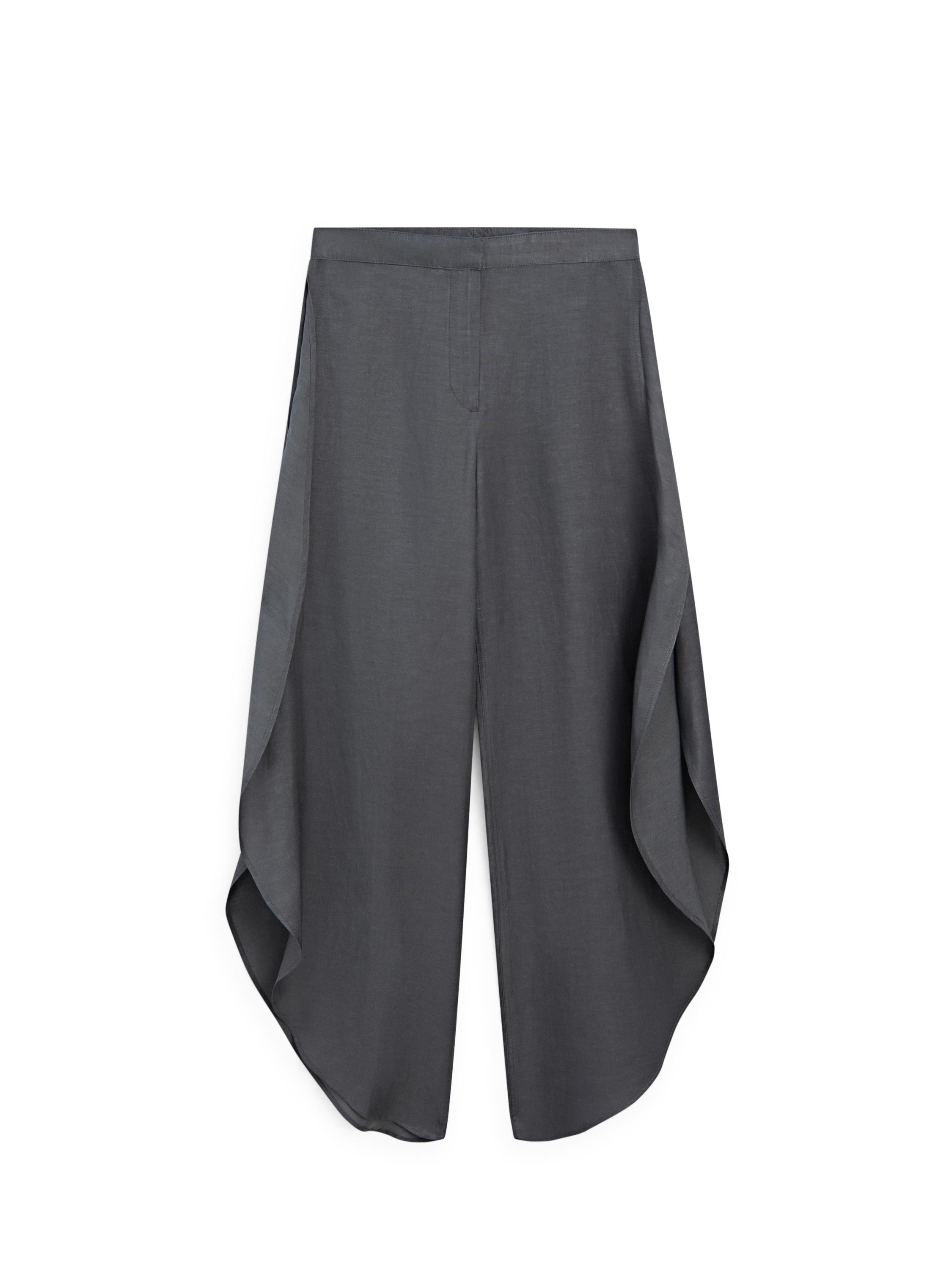 Linen blend trousers with slit details — ANTHRACITE GREY