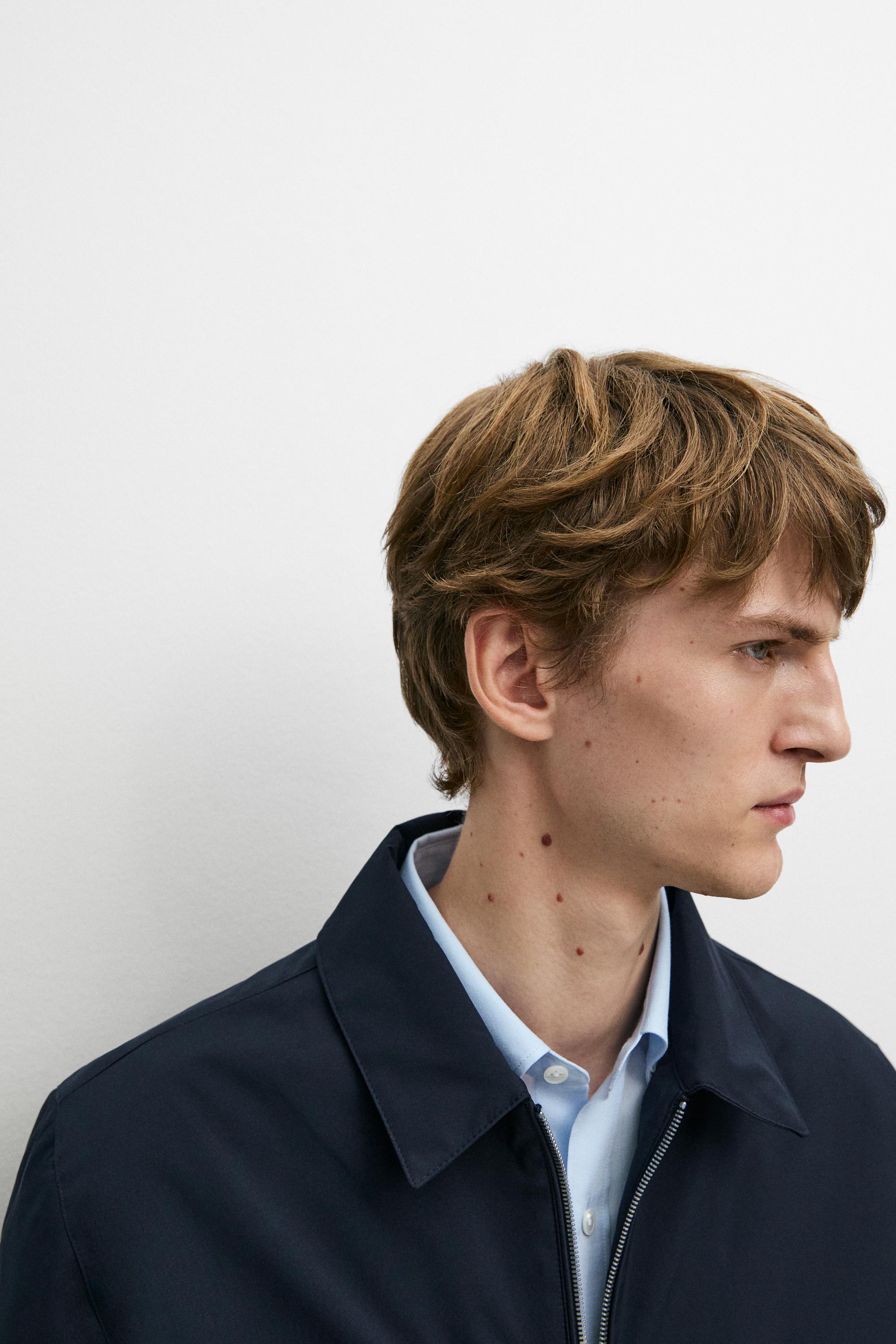 Lightweight jacket with collar detail — NAVY BLUE