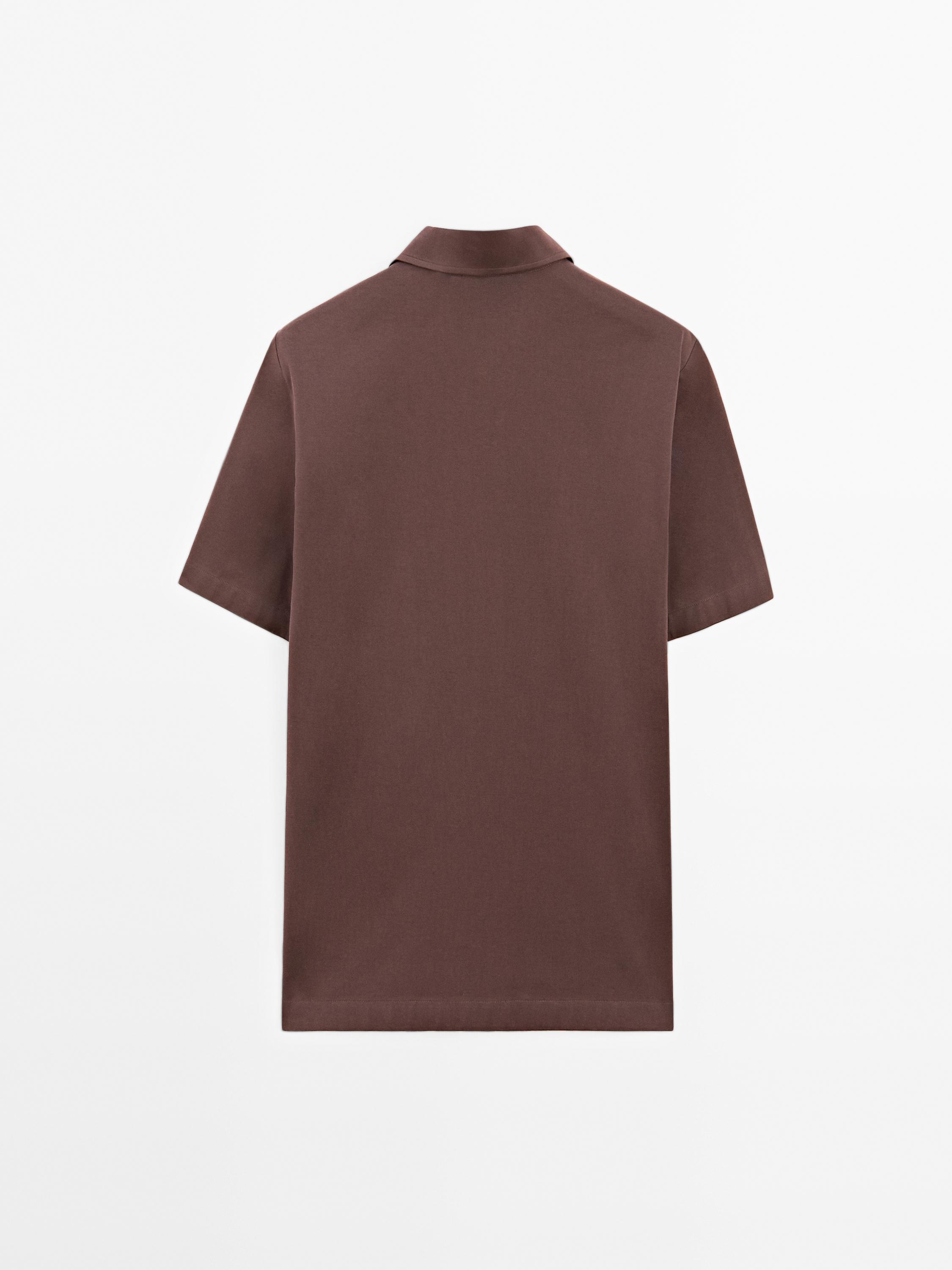 Slim fit cotton blend polo shirt