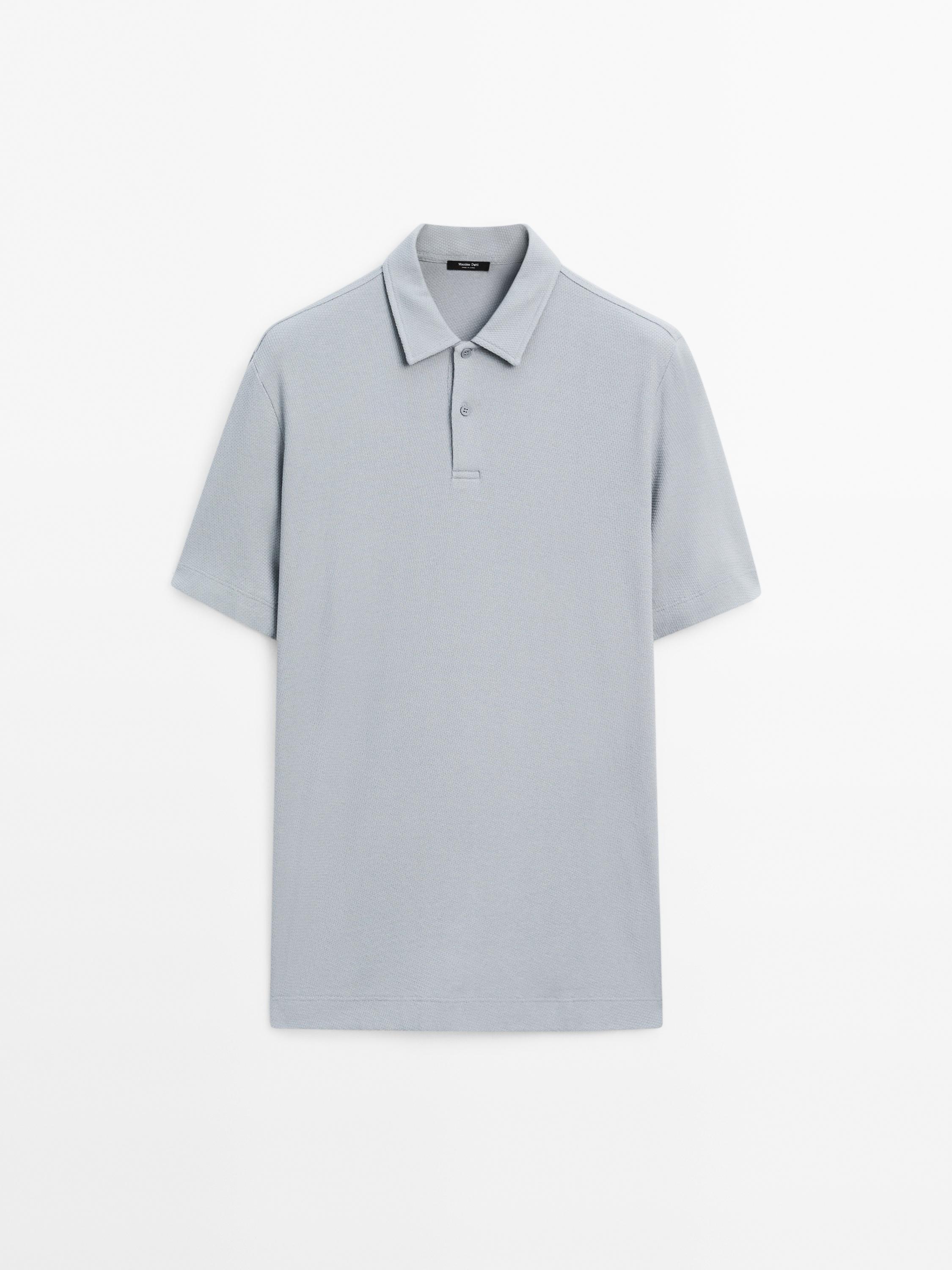 100% cotton textured knit polo shirt