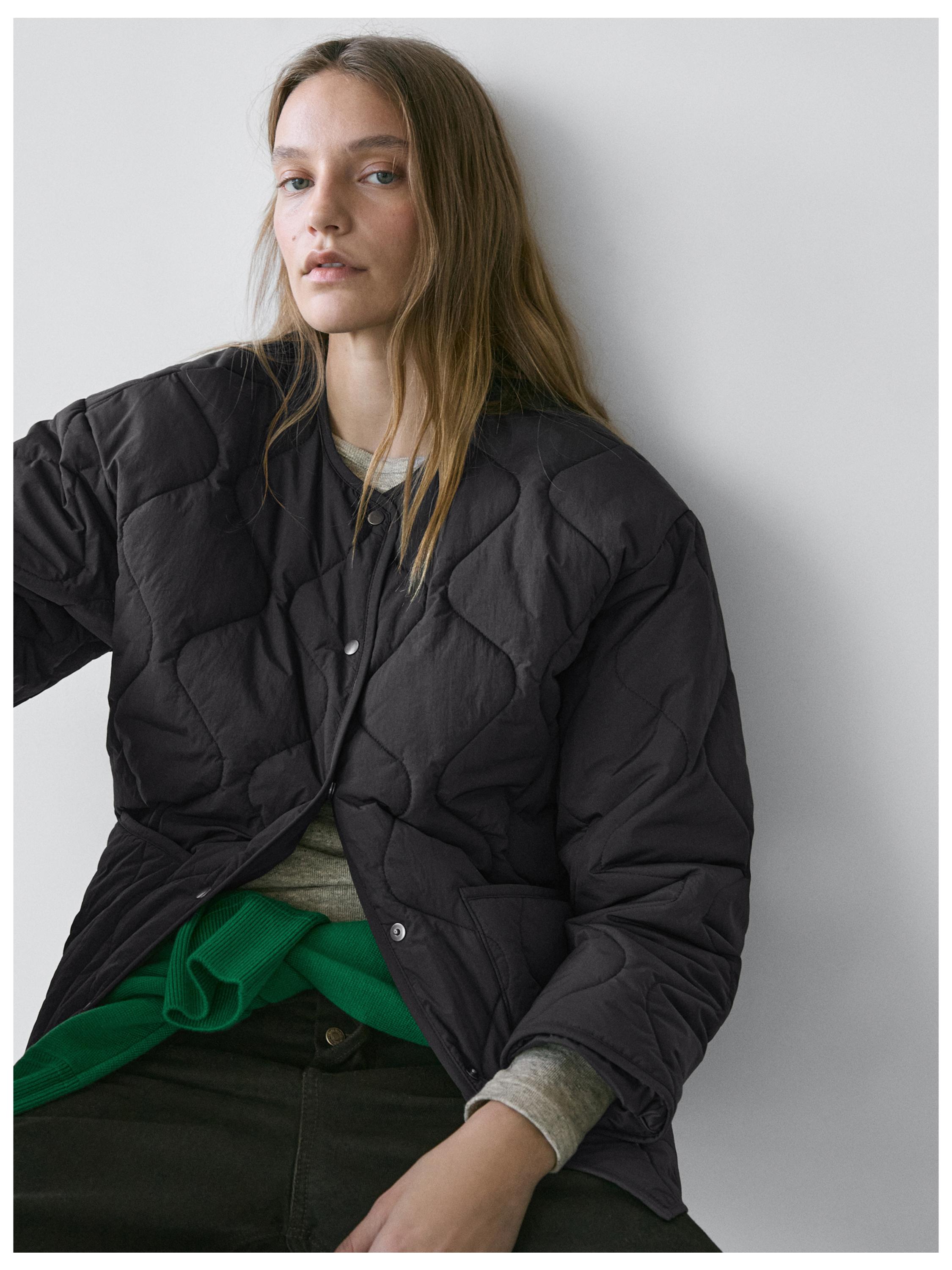Quilted cape jacket — BLACK