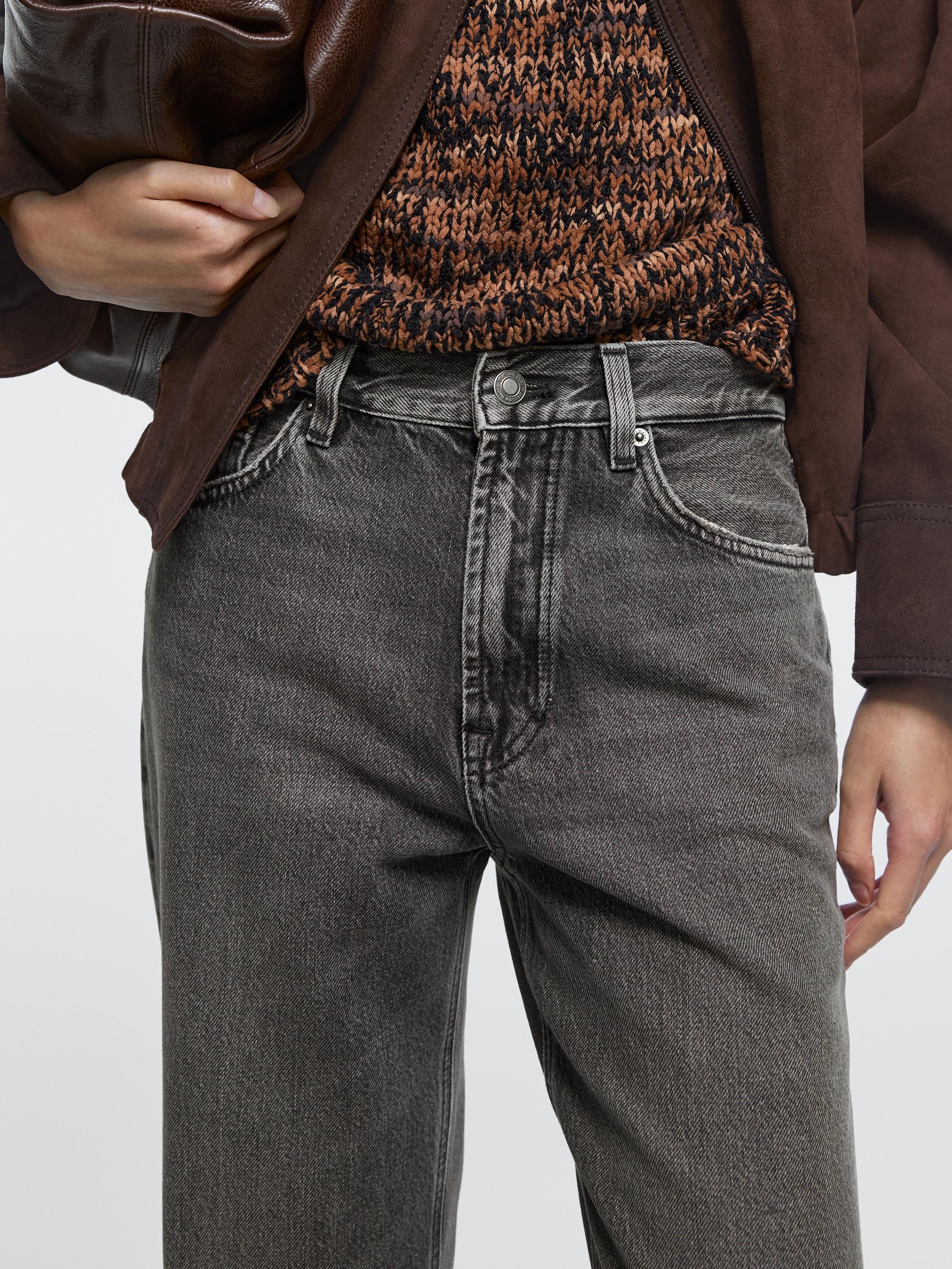 Straight-leg high-waist jeans — CHARCOAL