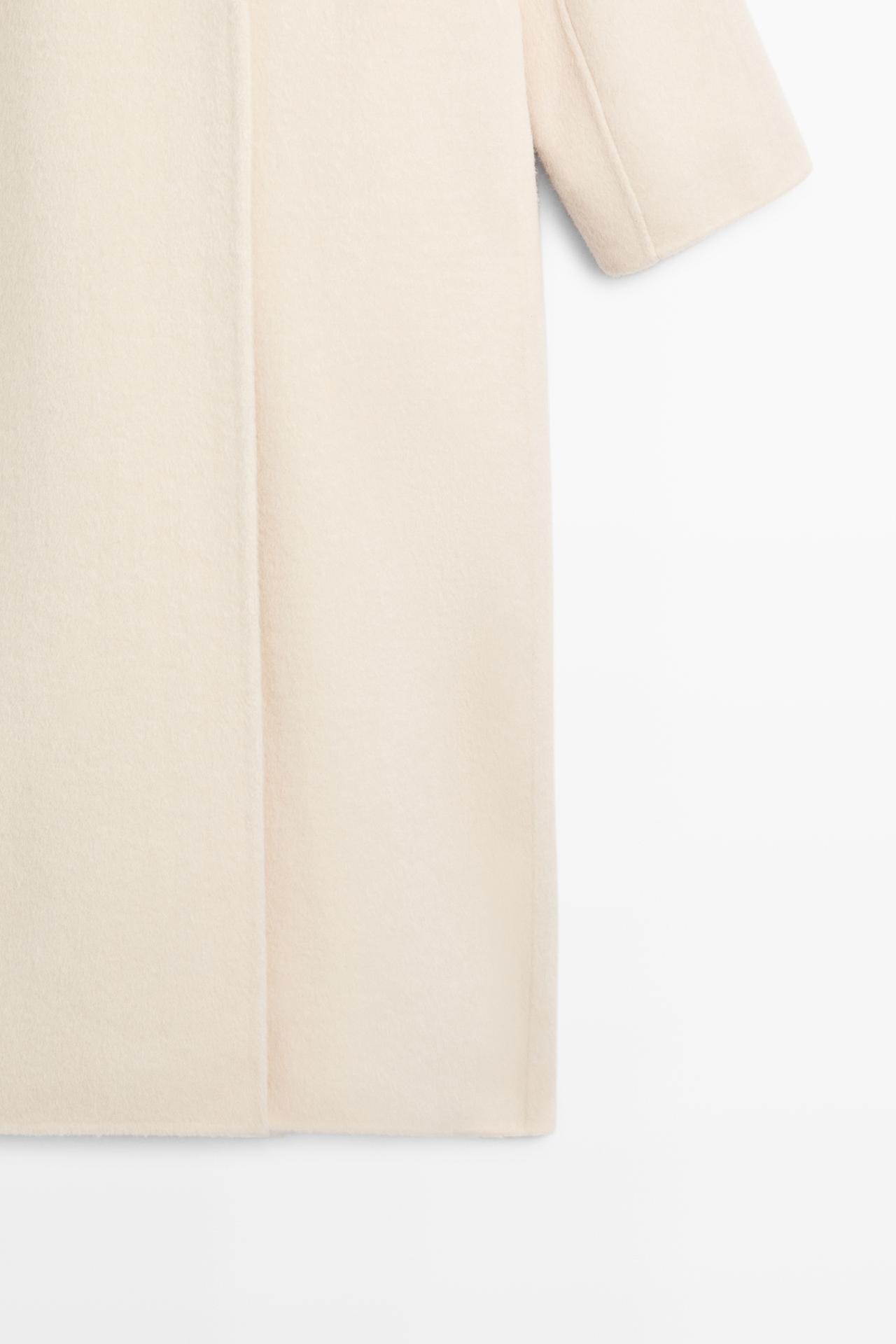 100% wool long coat with scarf — Off white