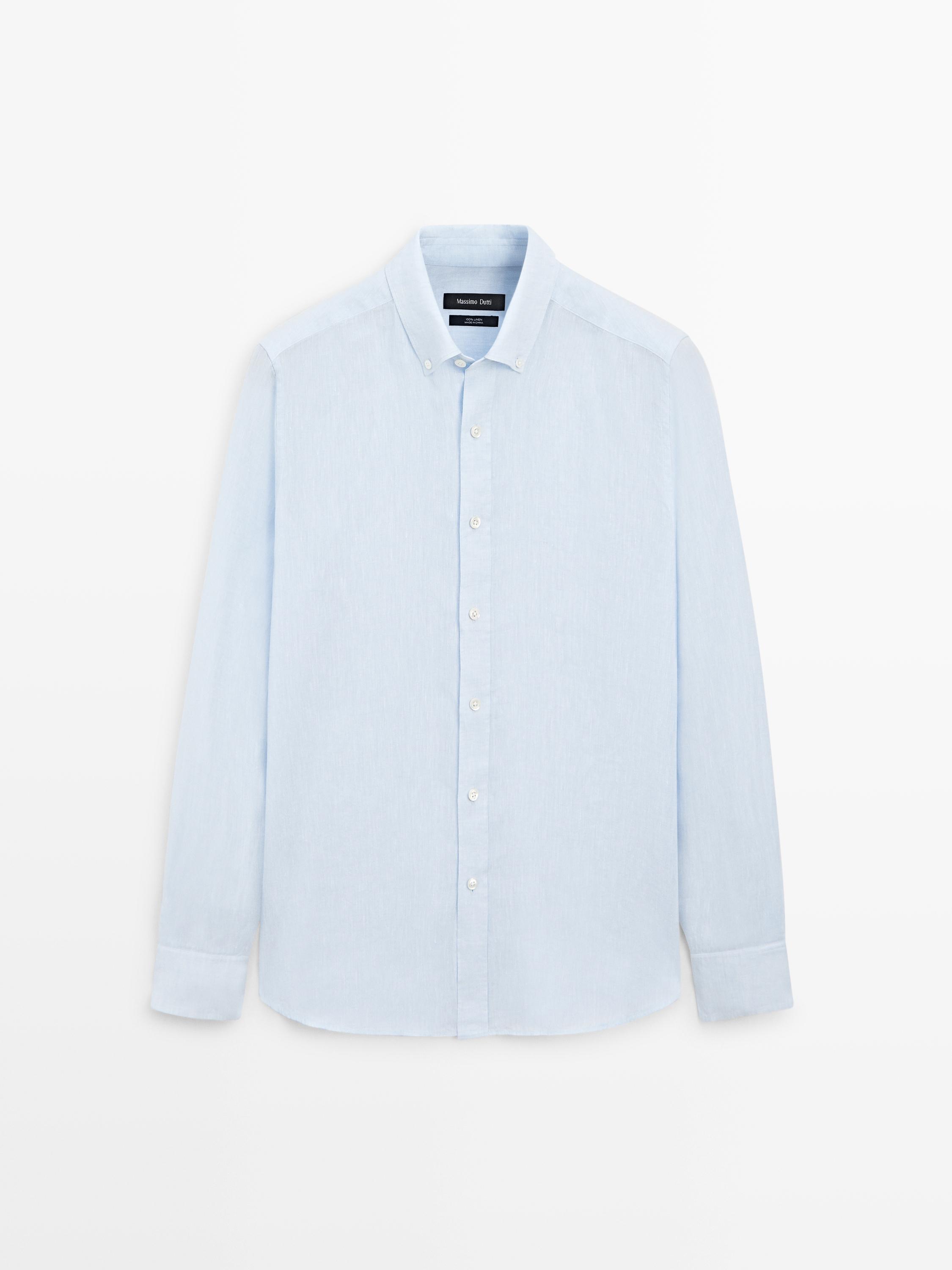 100% linen regular fit shirt — SKY BLUE