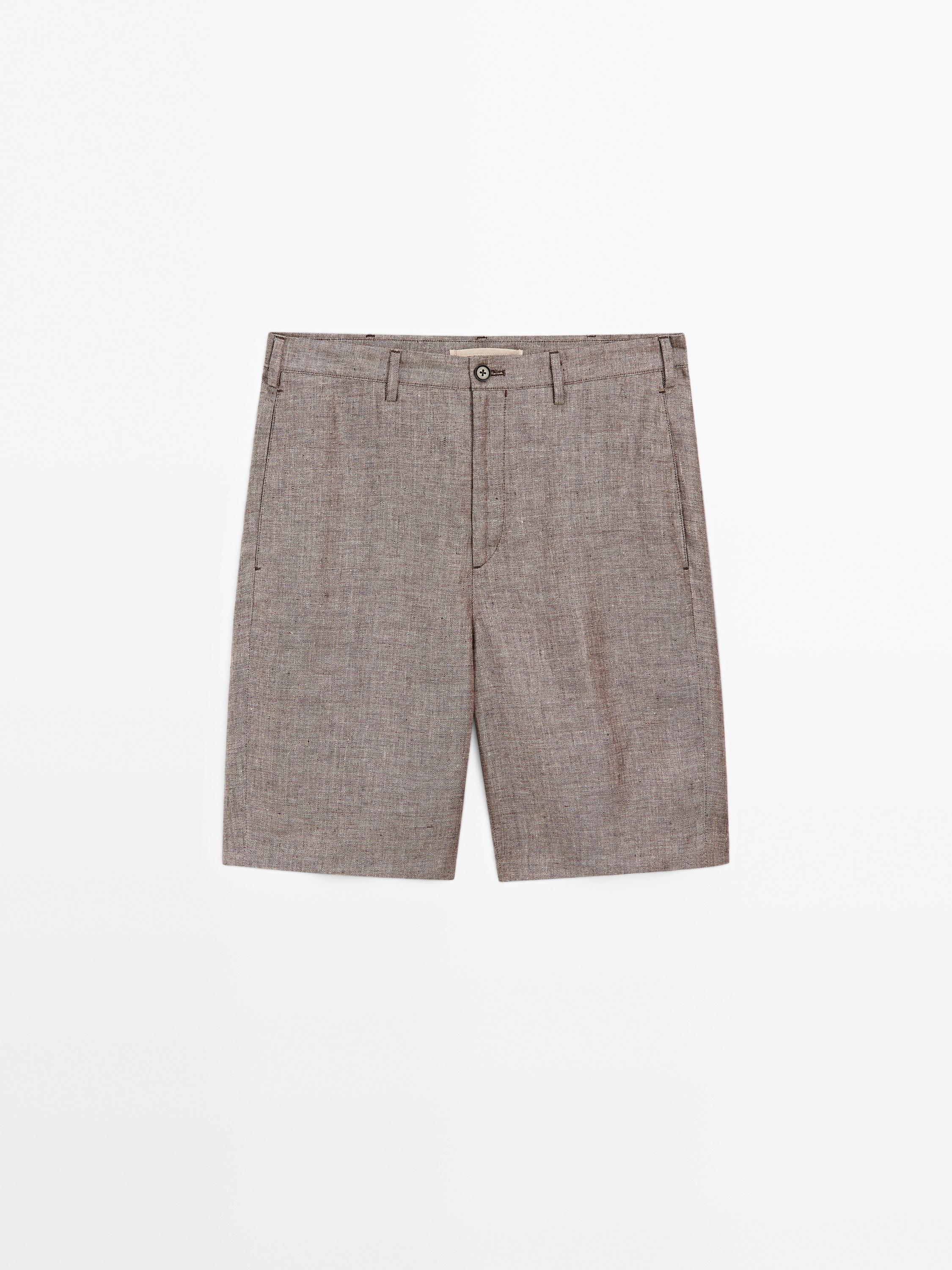 100% linen Bermuda shorts
