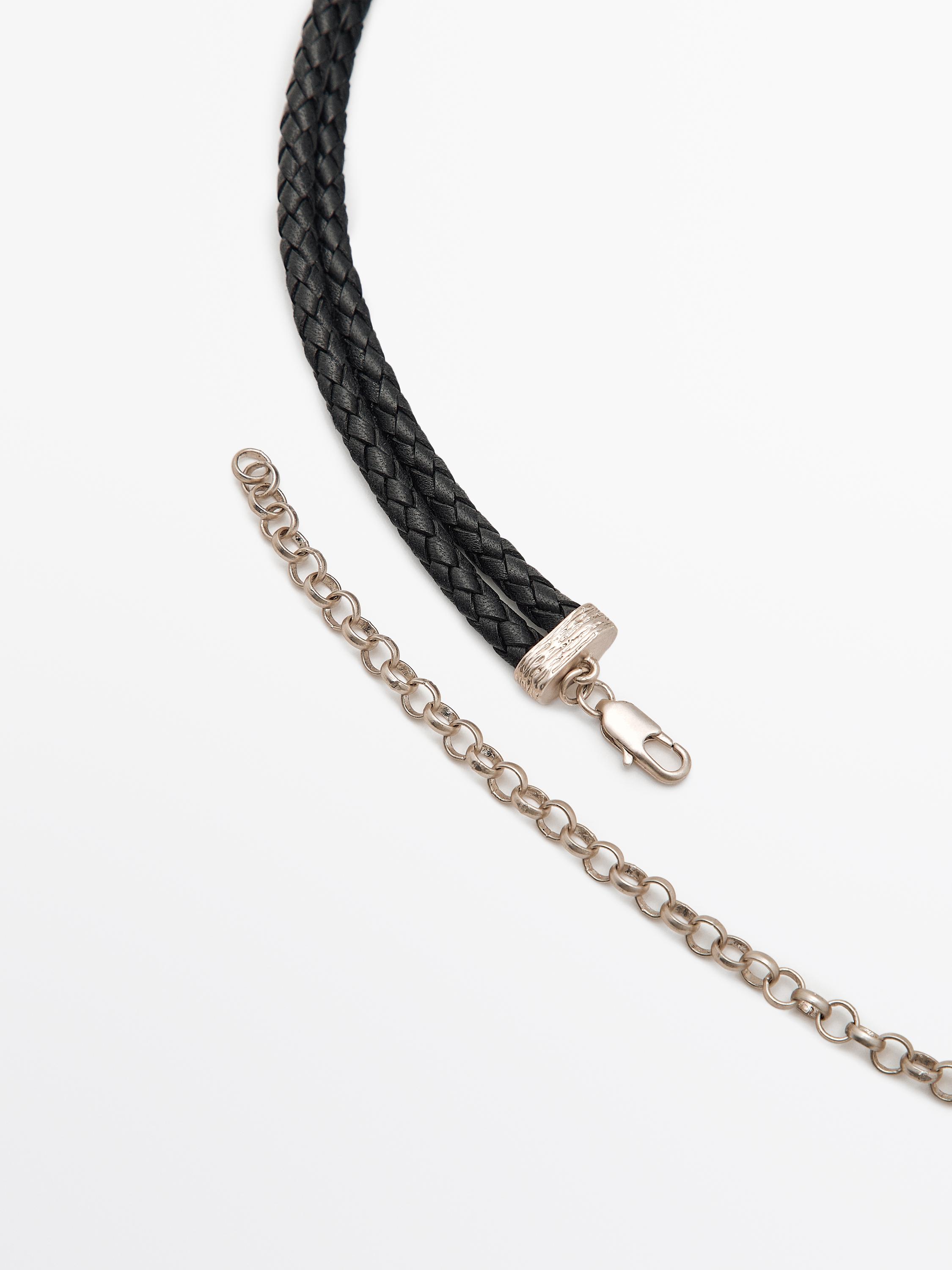 Fossil Men's Stainless Steel And Leather Necklace Barbados | Ubuy