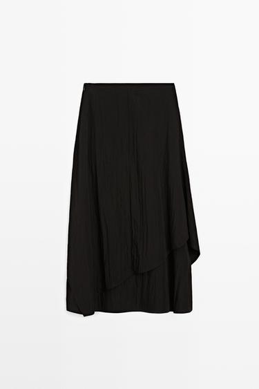 Flowing asymmetrical panel midi skirt — BLACK 6