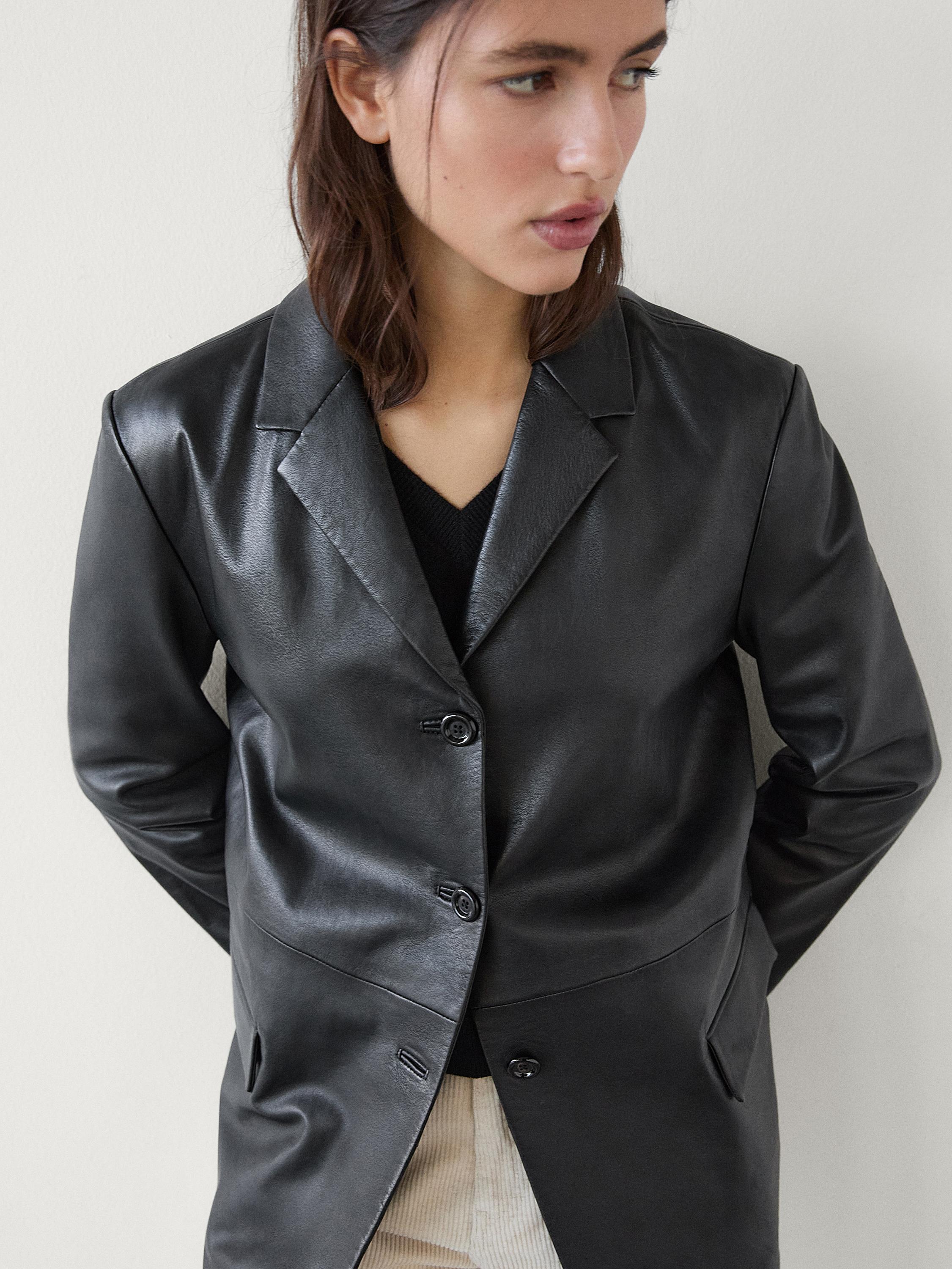 Massimo dutti ladies leather jacket best sale