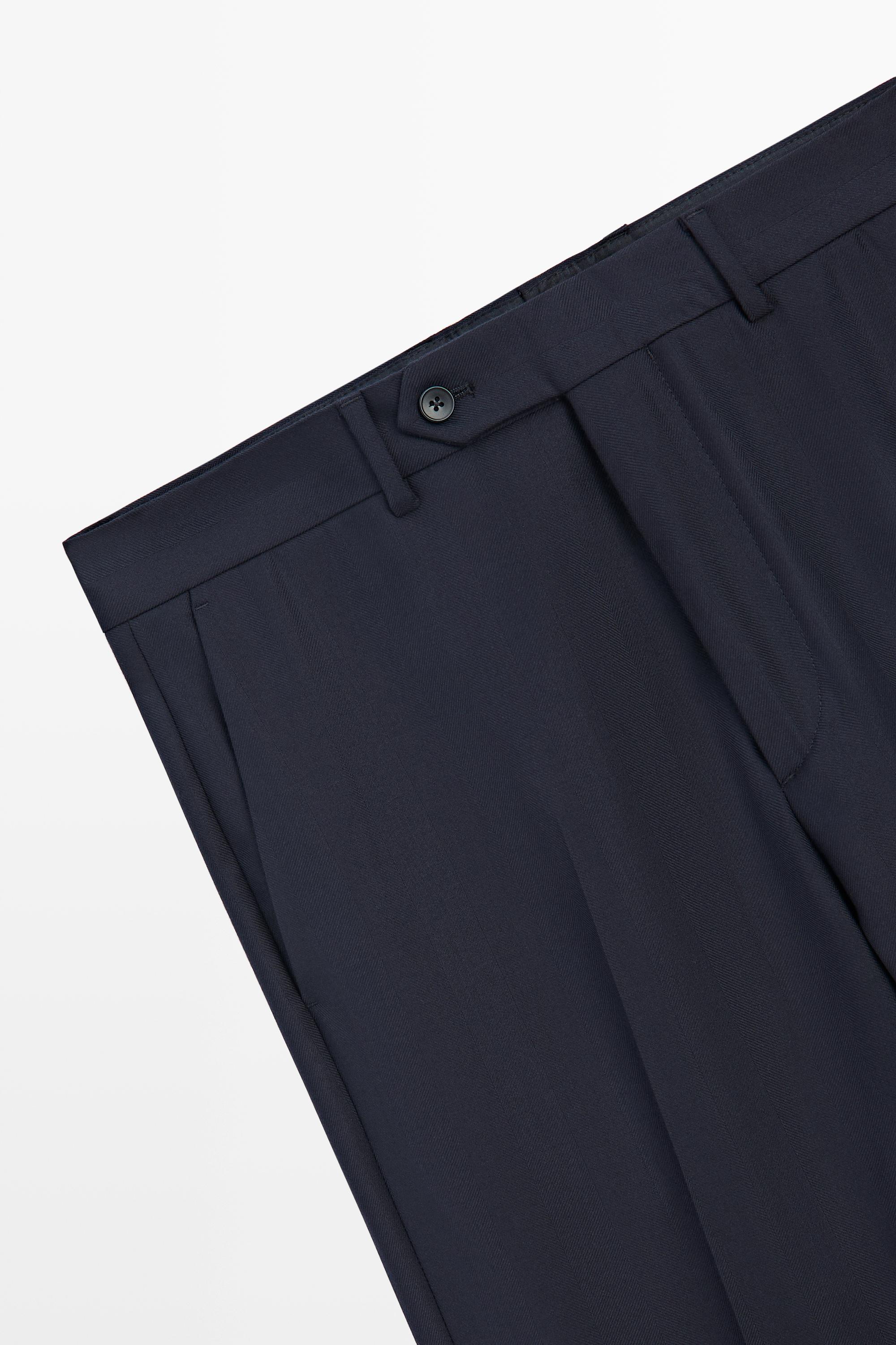 Herringbone suit pants — NAVY BLUE