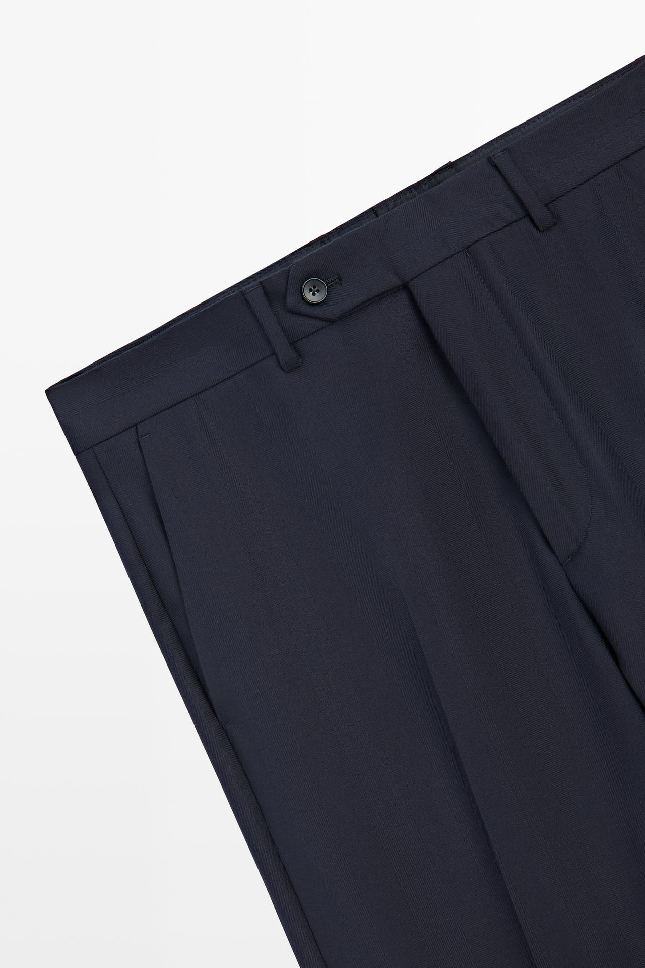 Herringbone suit pants — NAVY BLUE