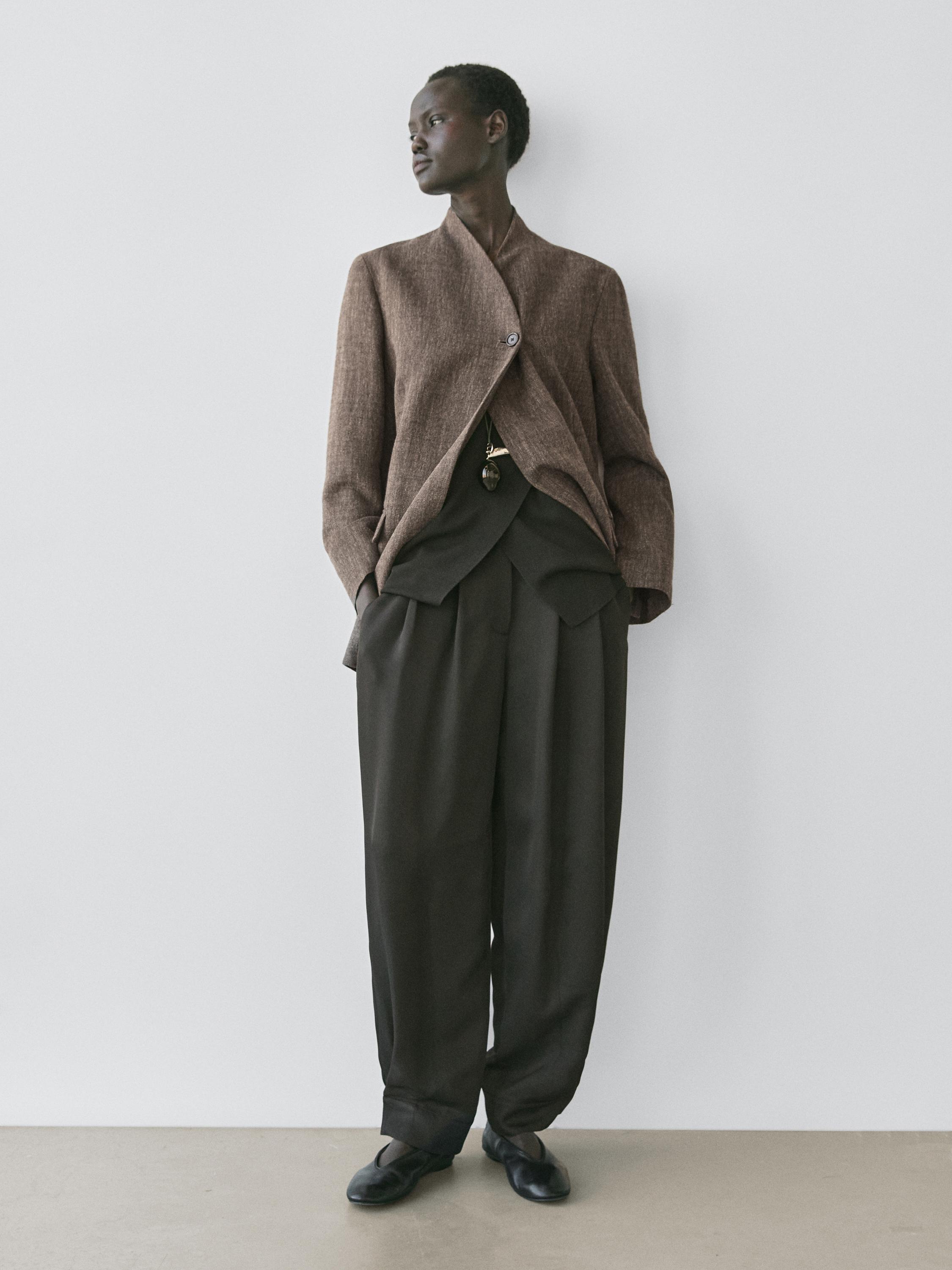 Extra fine wool pleated pants — BLACK