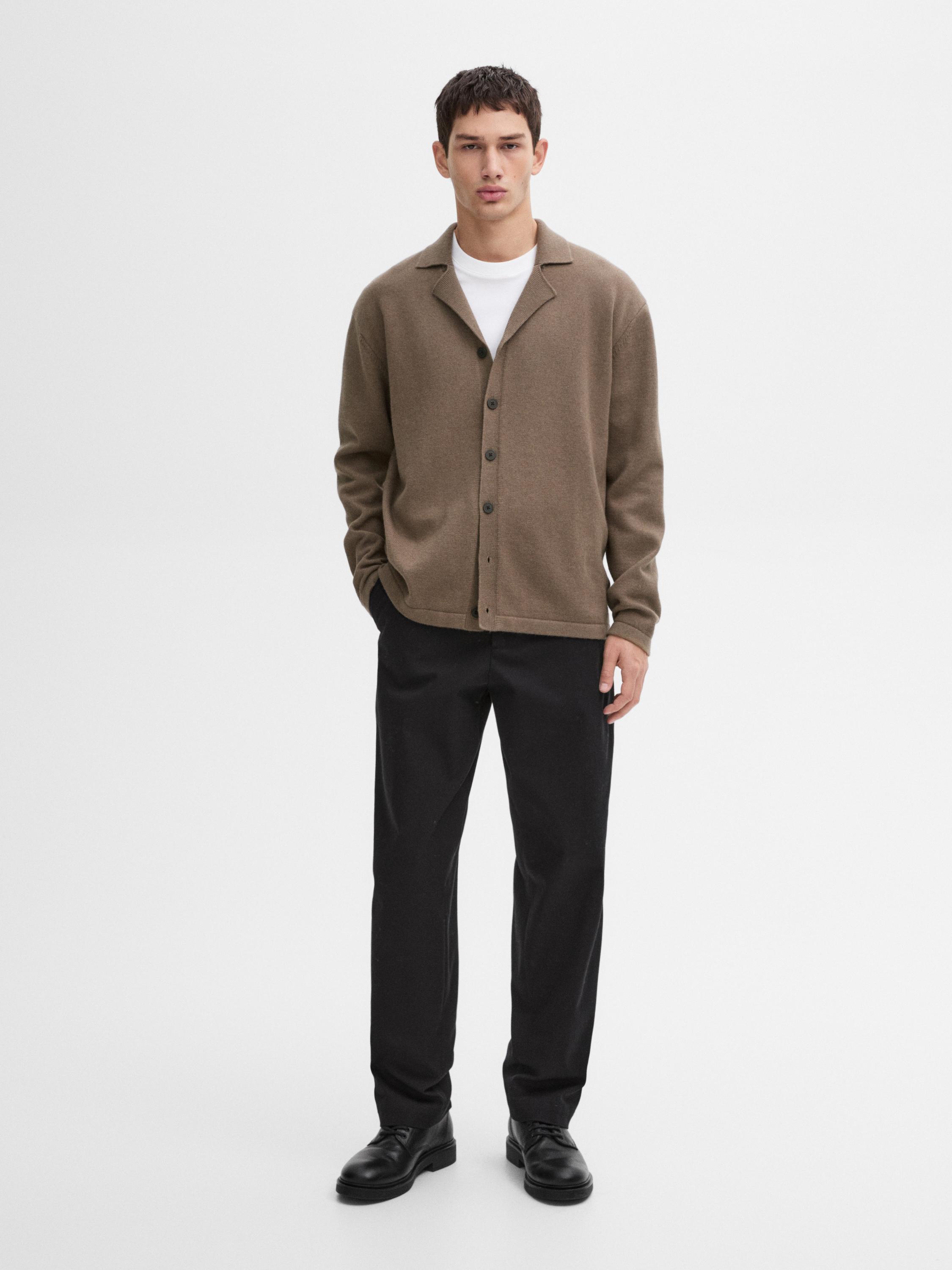 Cárdigan punto solapa con lana