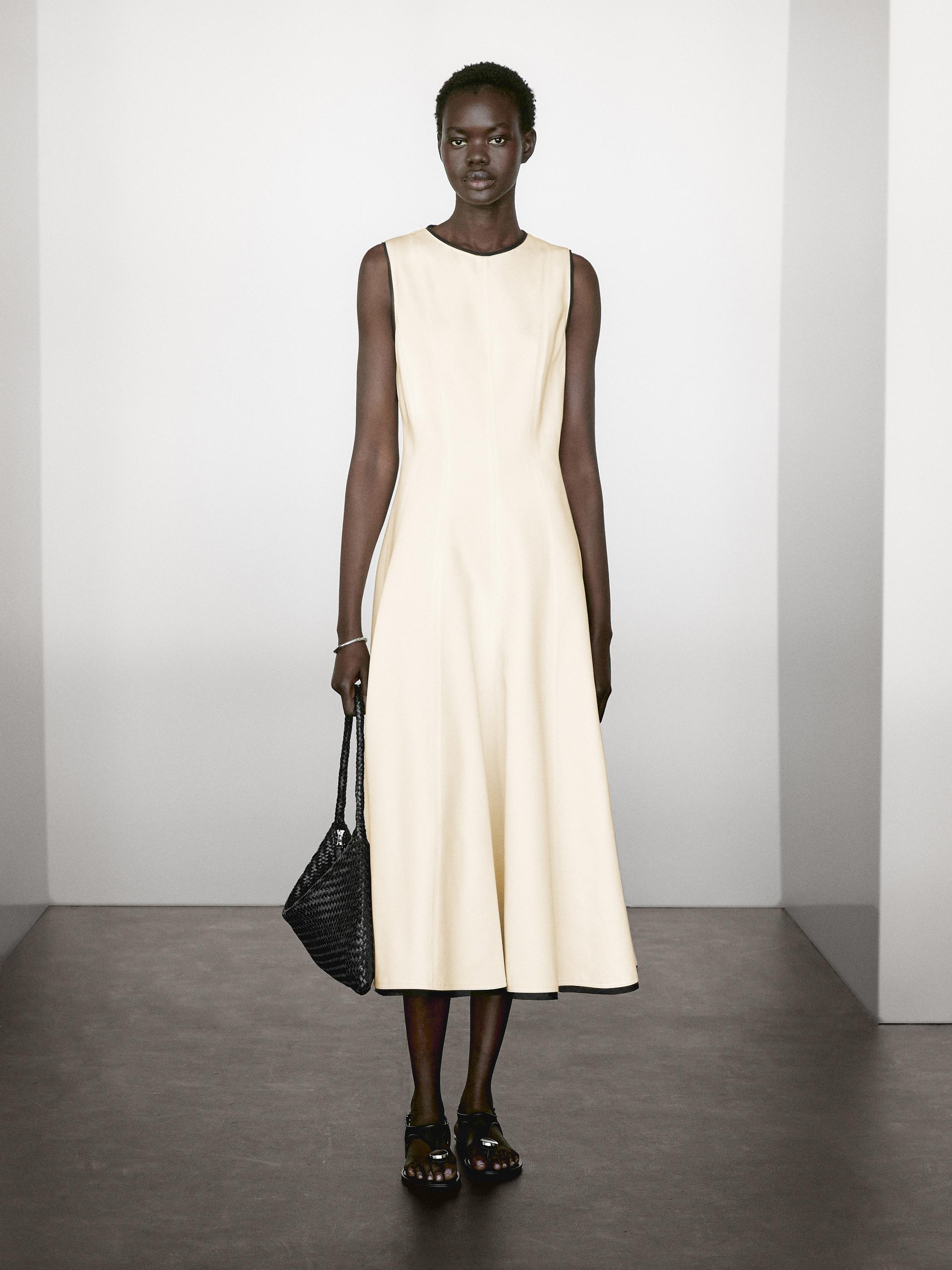 Vestito balza con bordino a contrasto