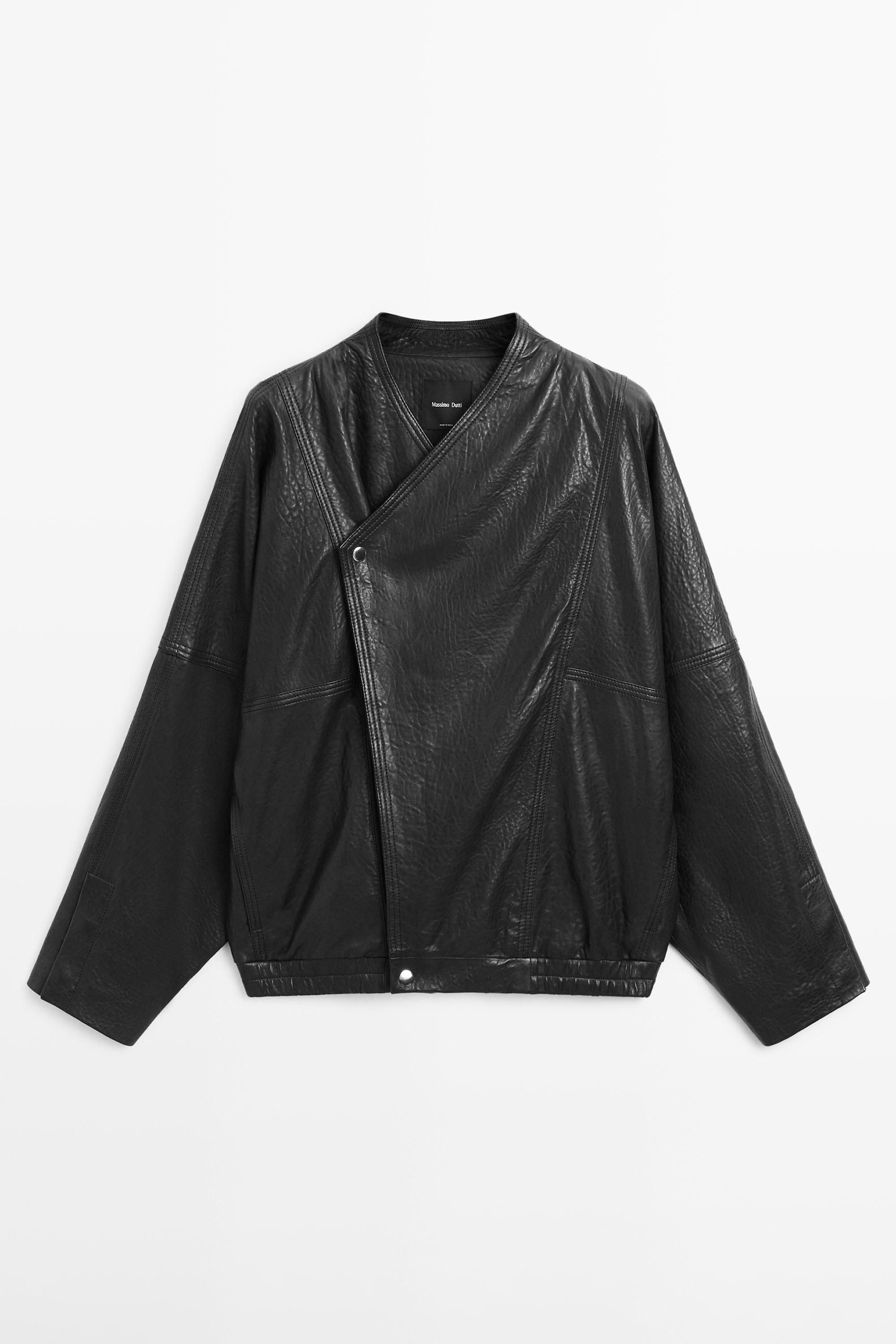 Leather bomber jacket