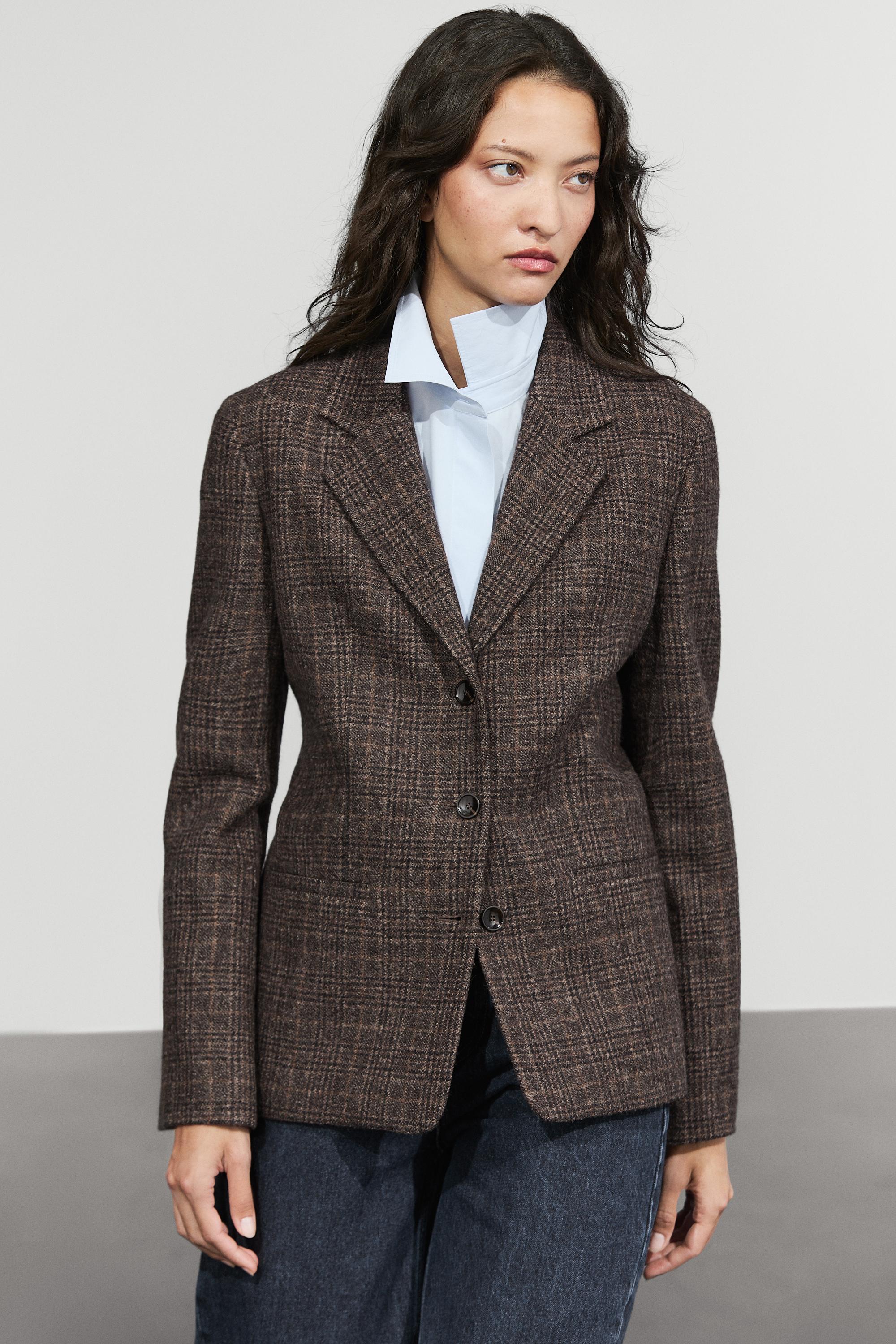 100% wool check blazer