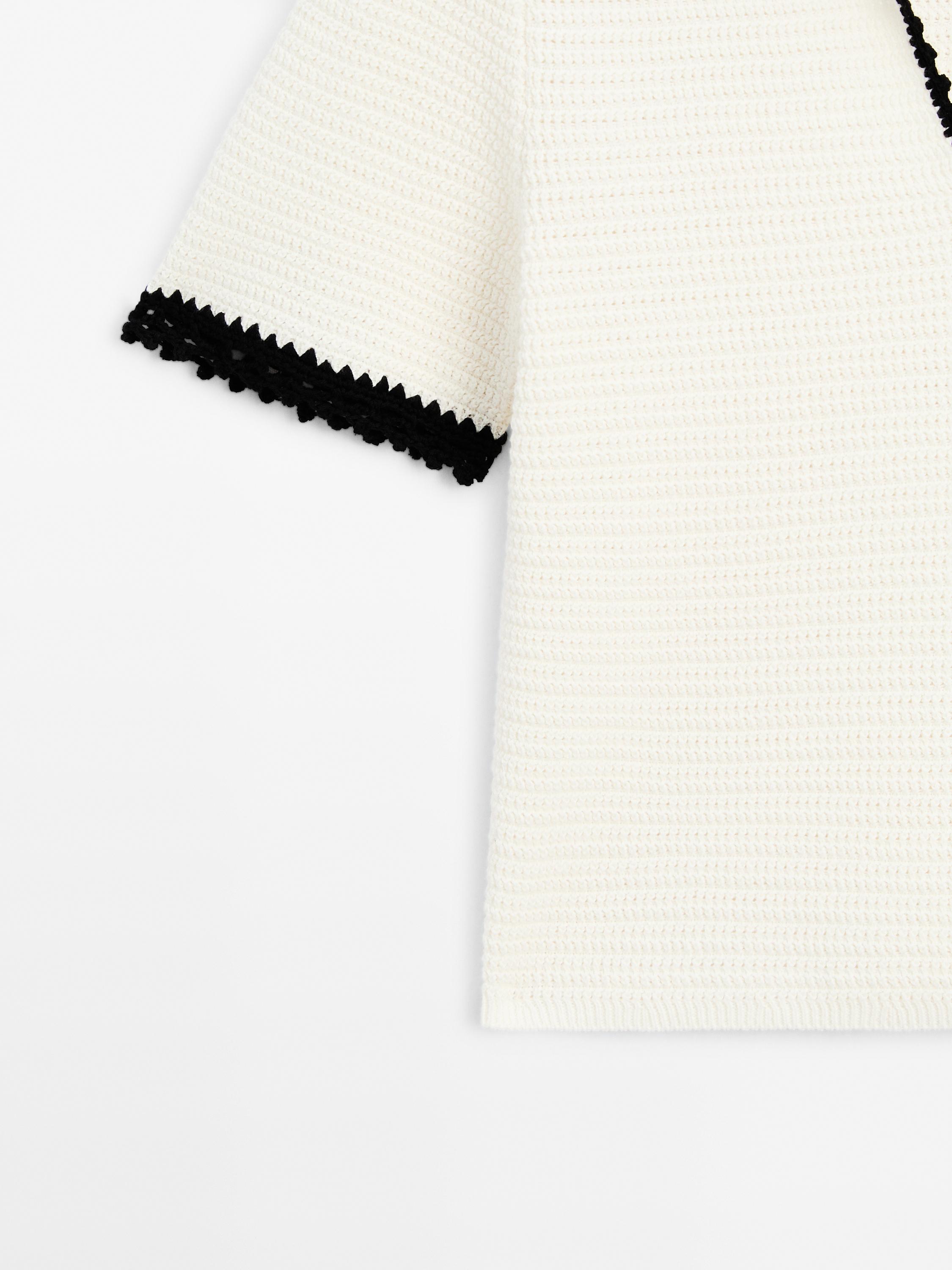 Crochet knit polo sweater