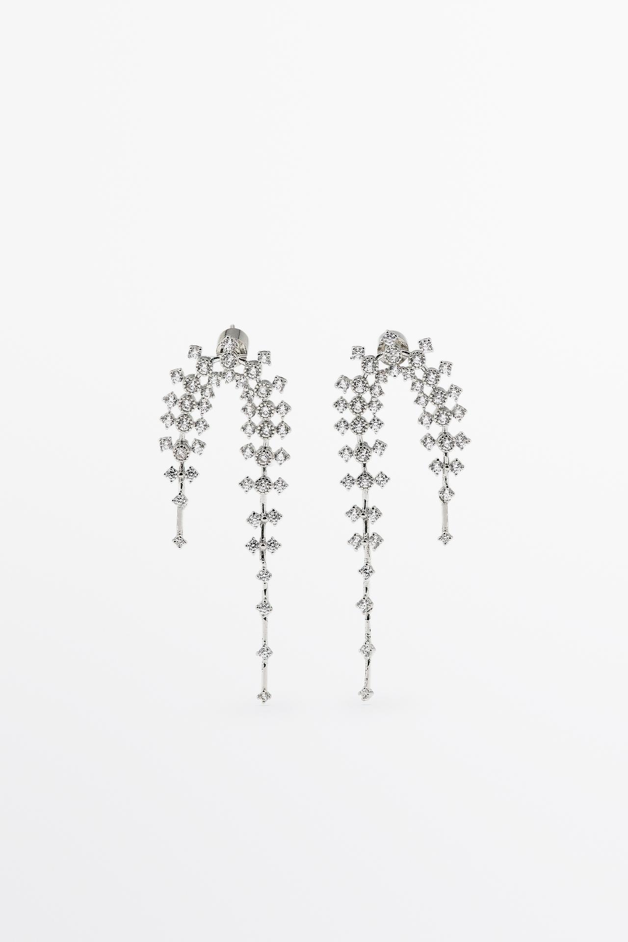 Rhinestone waterfall earrings — SILVER