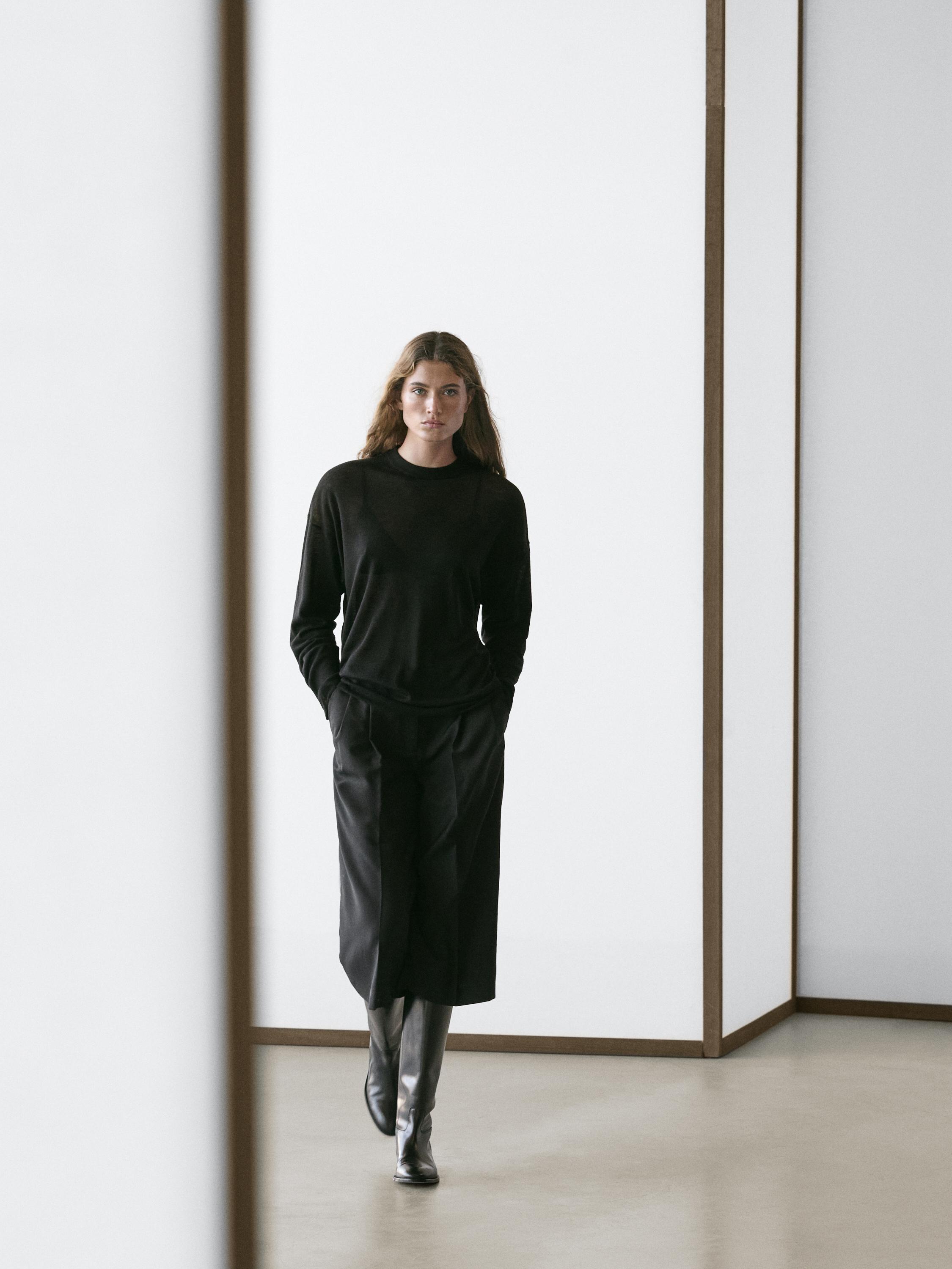 Pull oversize en maille de laine mélangée