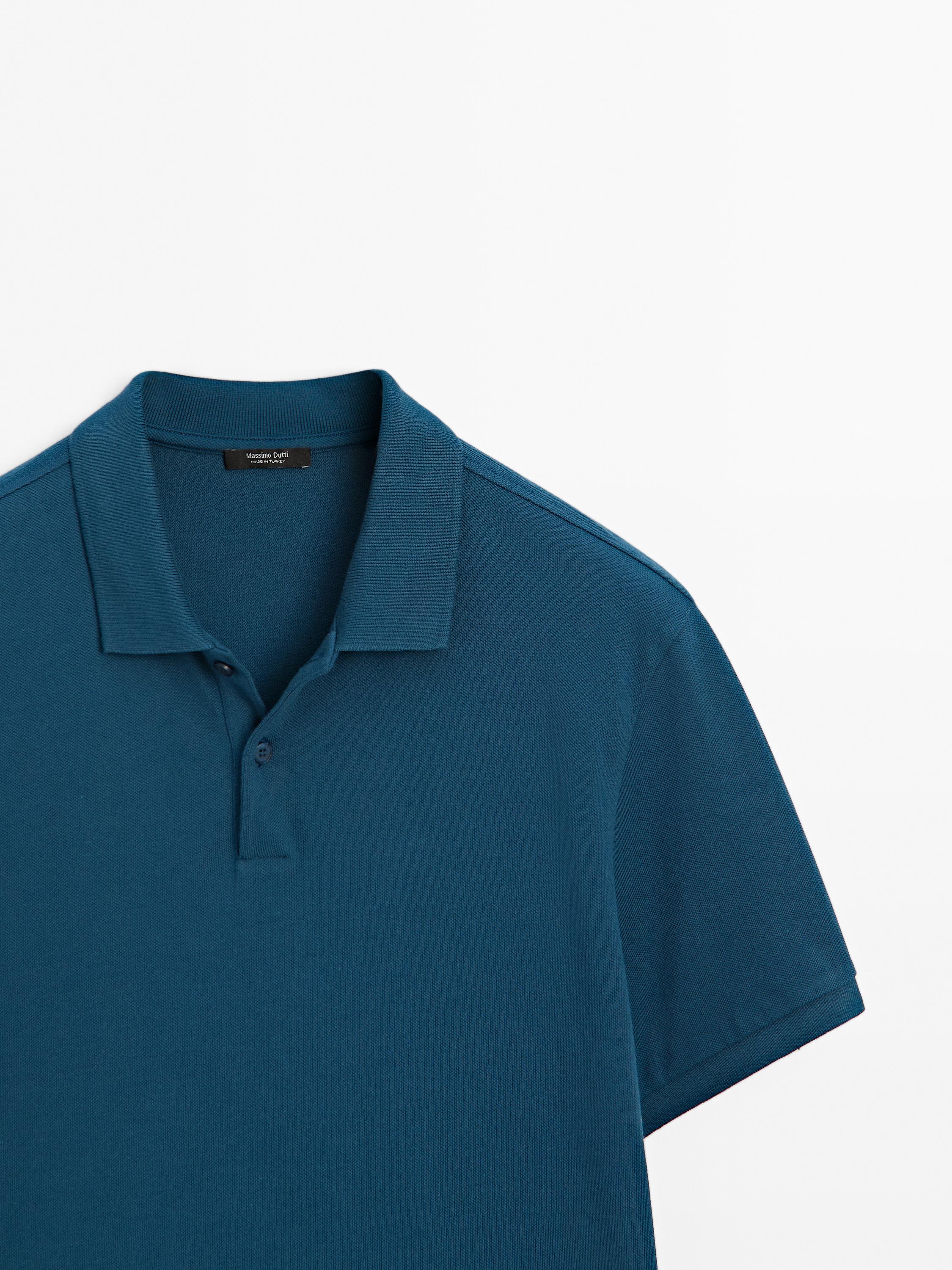 Micro textured piqué cotton polo shirt