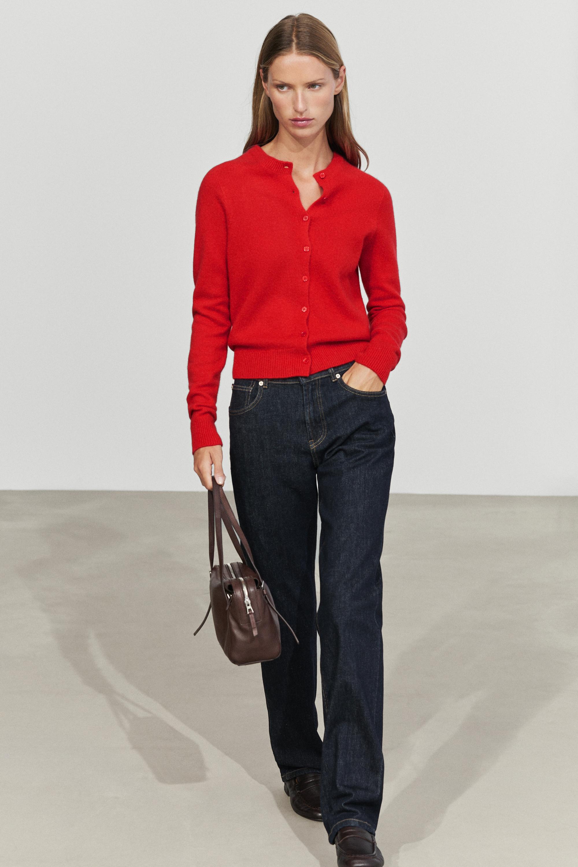 100% cashmere cropped knit cardigan