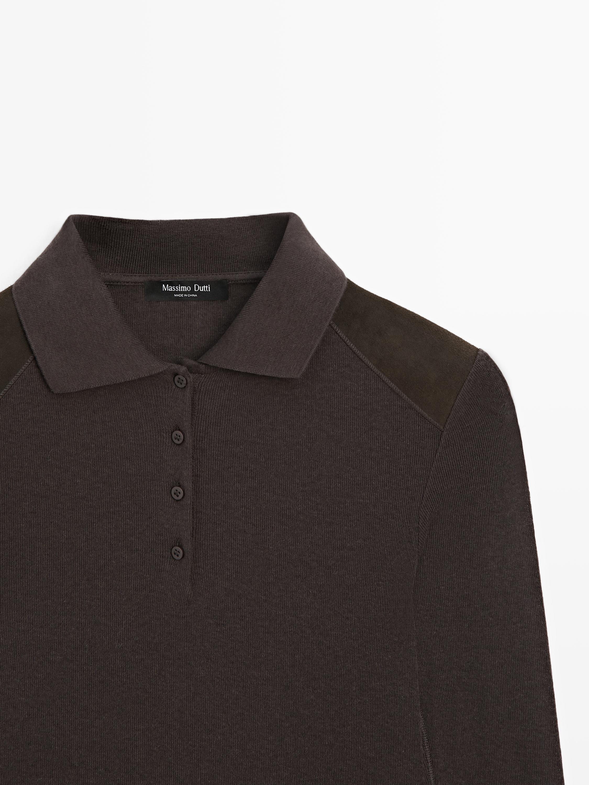 Polo T-shirt with shoulder pads · Brown · T-shirt | Massimo Dutti