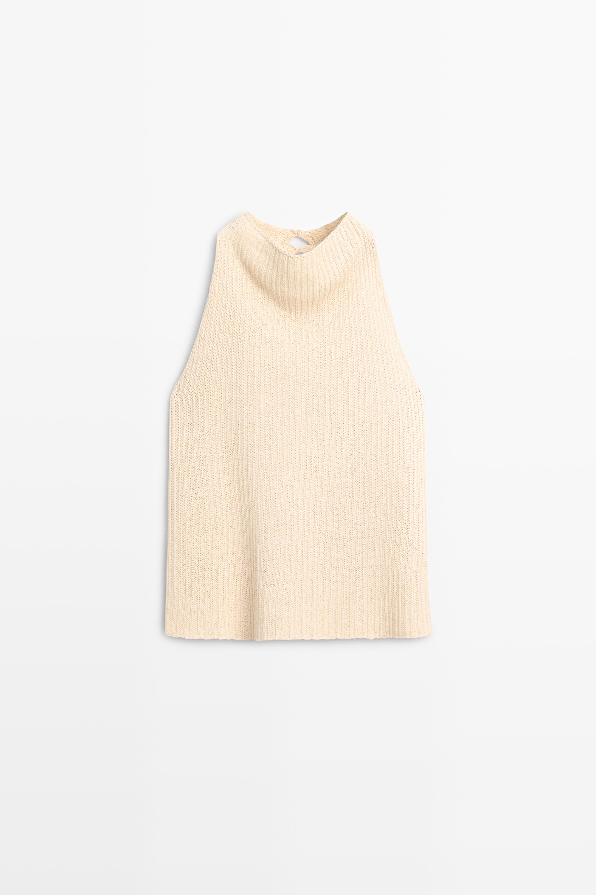 Linen blend knit top