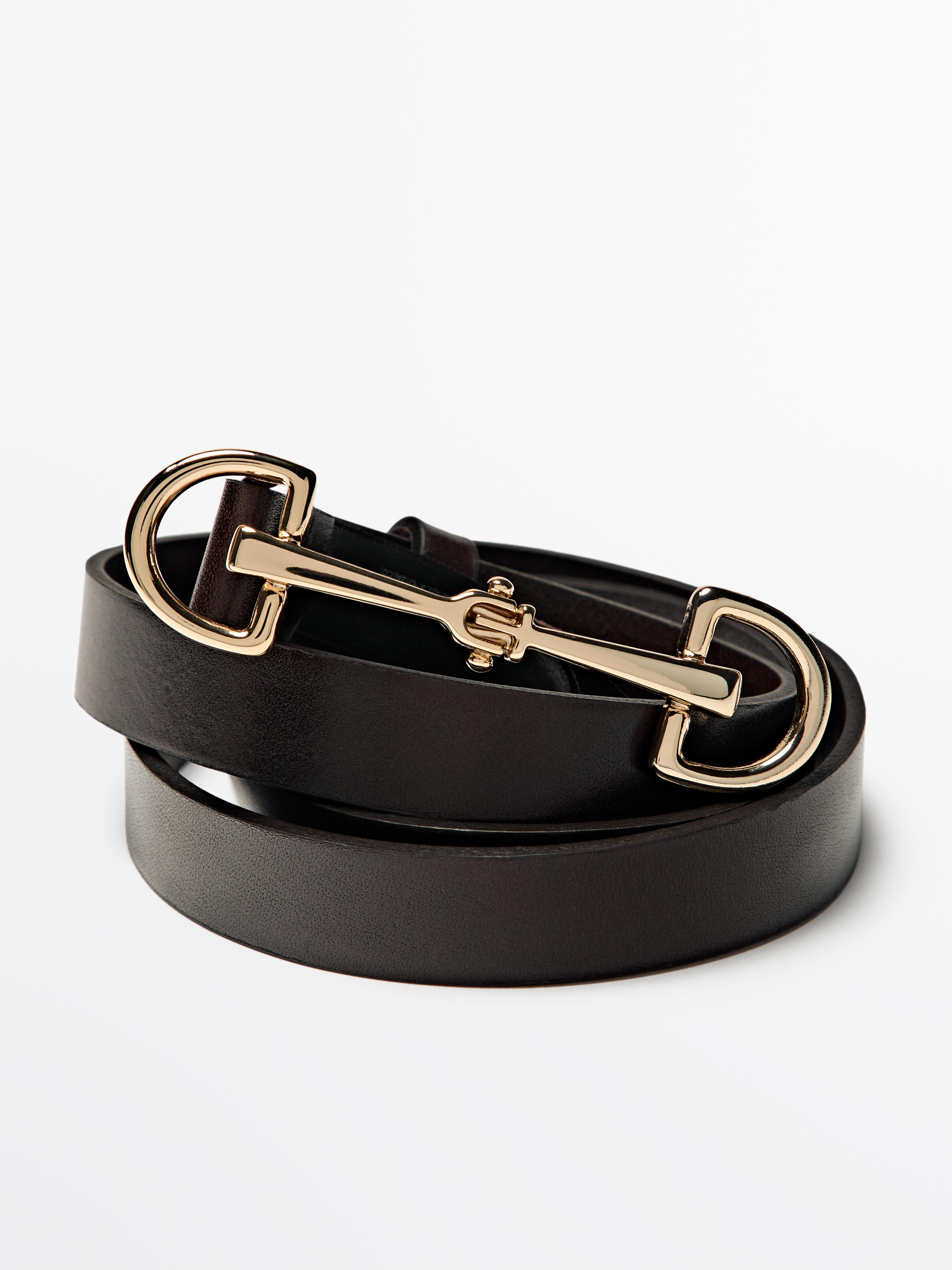 Equestrian nappa leather belt — BROWN